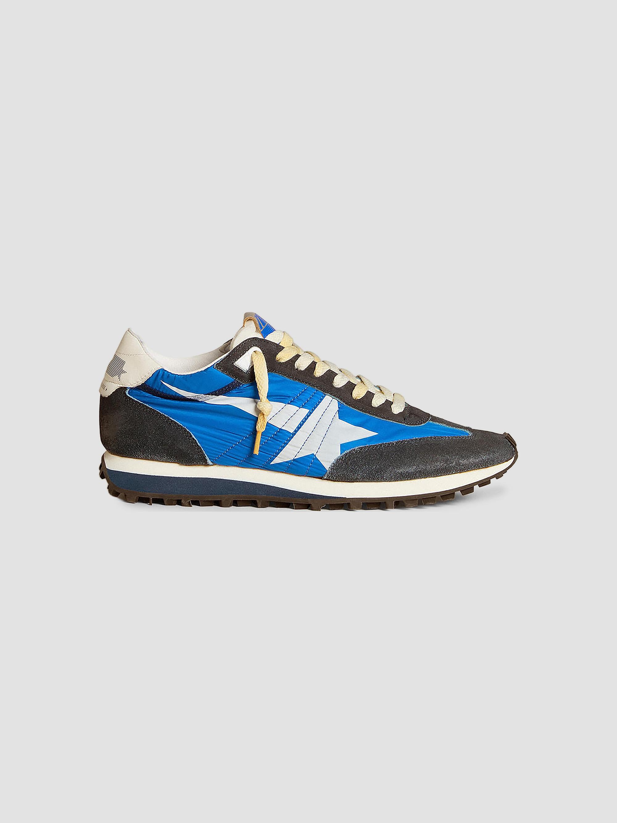 Golden Goose Men's Marathon Textile & Suede Low-Top Running Sneakers - Royal Blue Dark