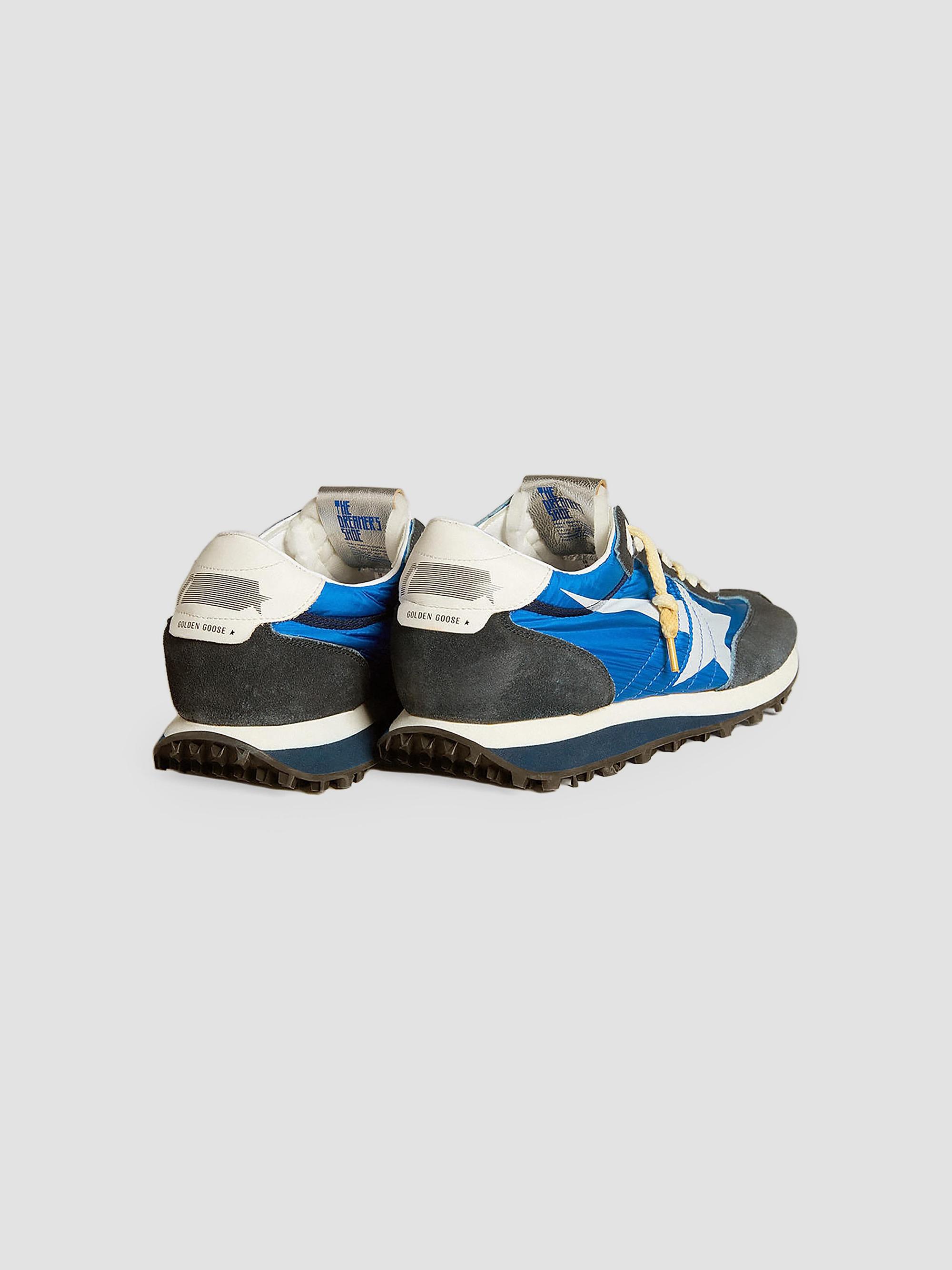 Golden Goose Men's Marathon Textile & Suede Low-Top Running Sneakers - Royal Blue Dark | Thumbnail 3