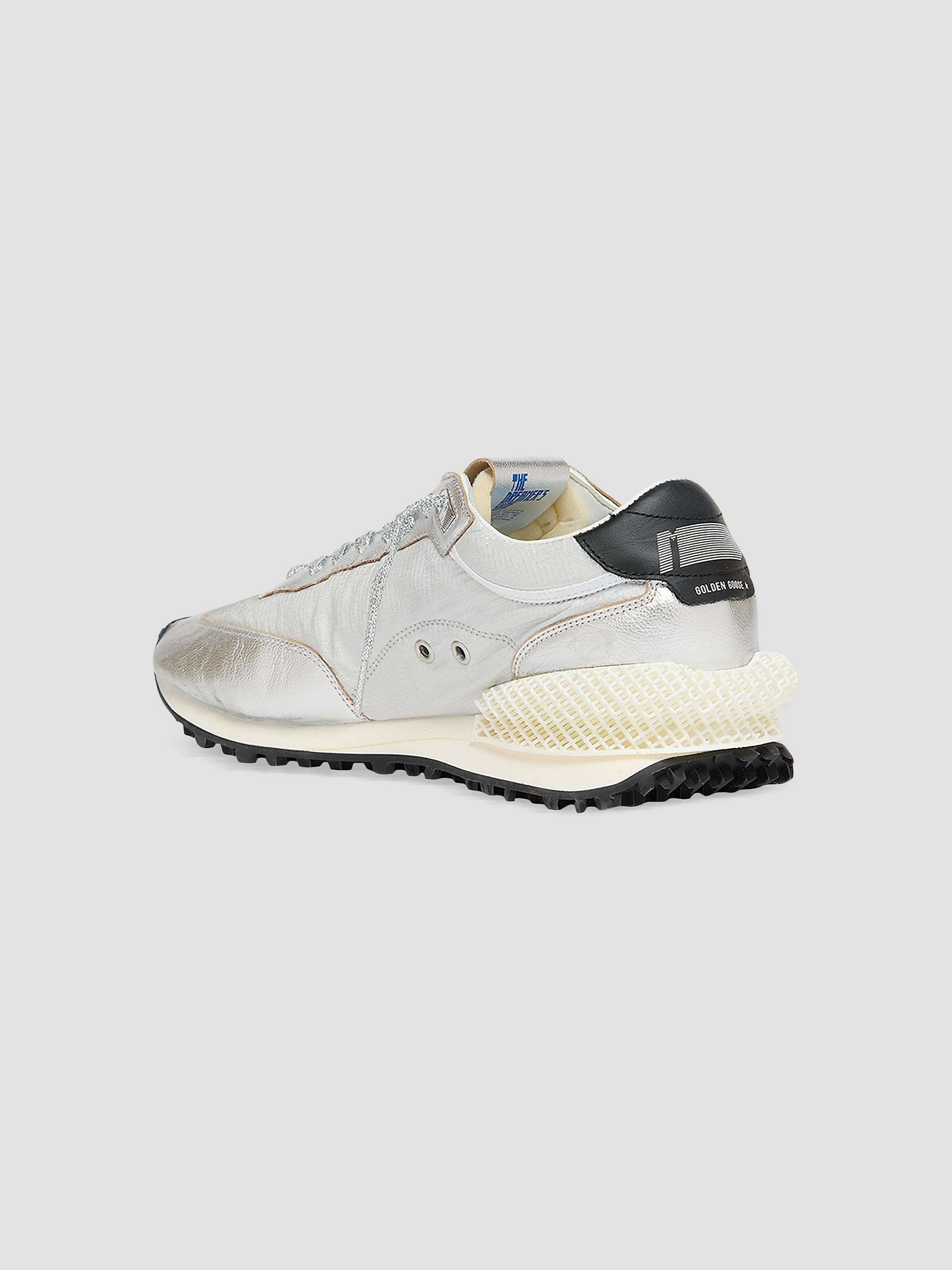 Golden Goose Men's Marathon Nylon & Leather Low-Top Sneakers - Silver Black | Thumbnail 4