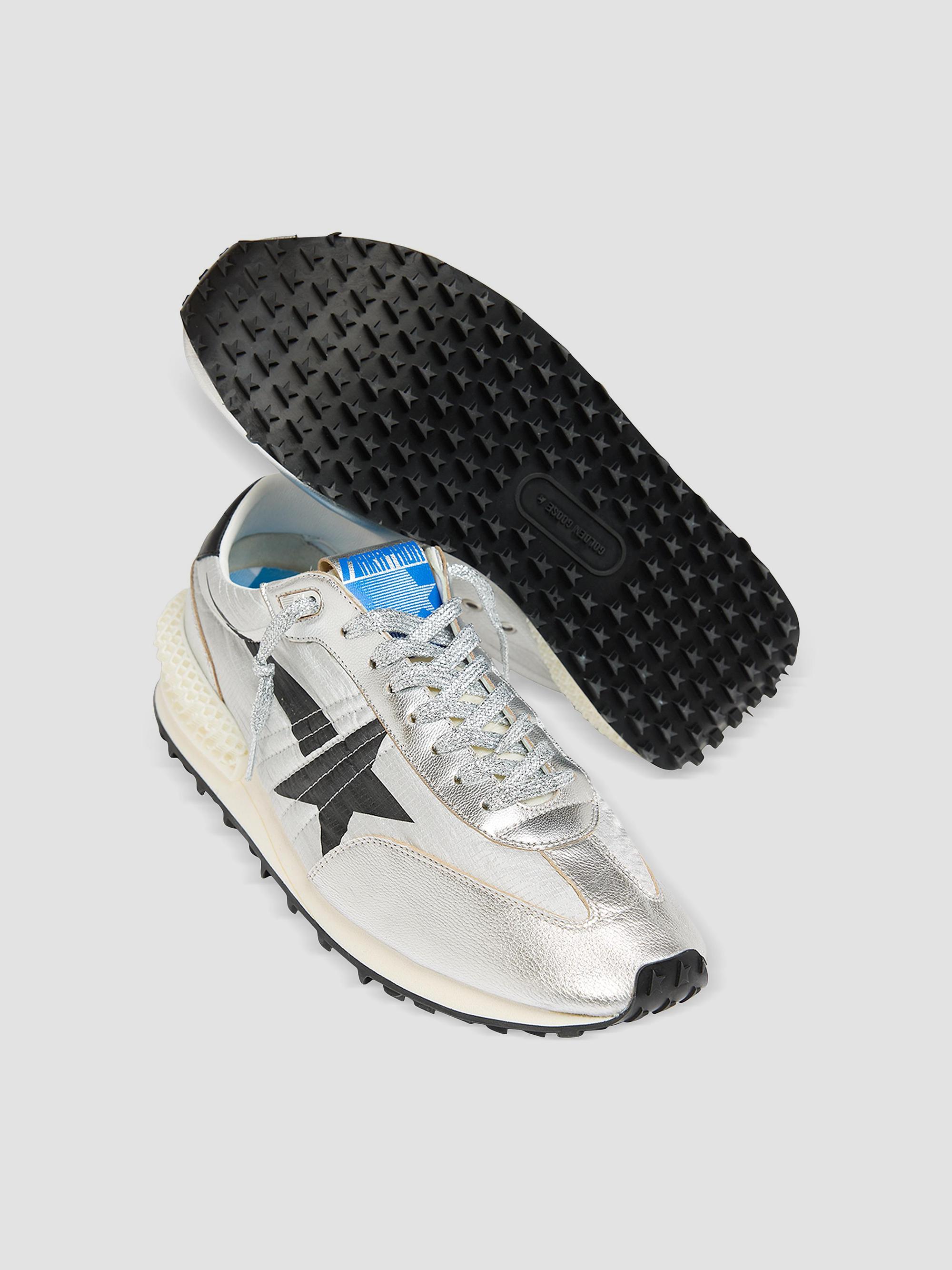 Golden Goose Men's Marathon Nylon & Leather Low-Top Sneakers - Silver Black | Thumbnail 5