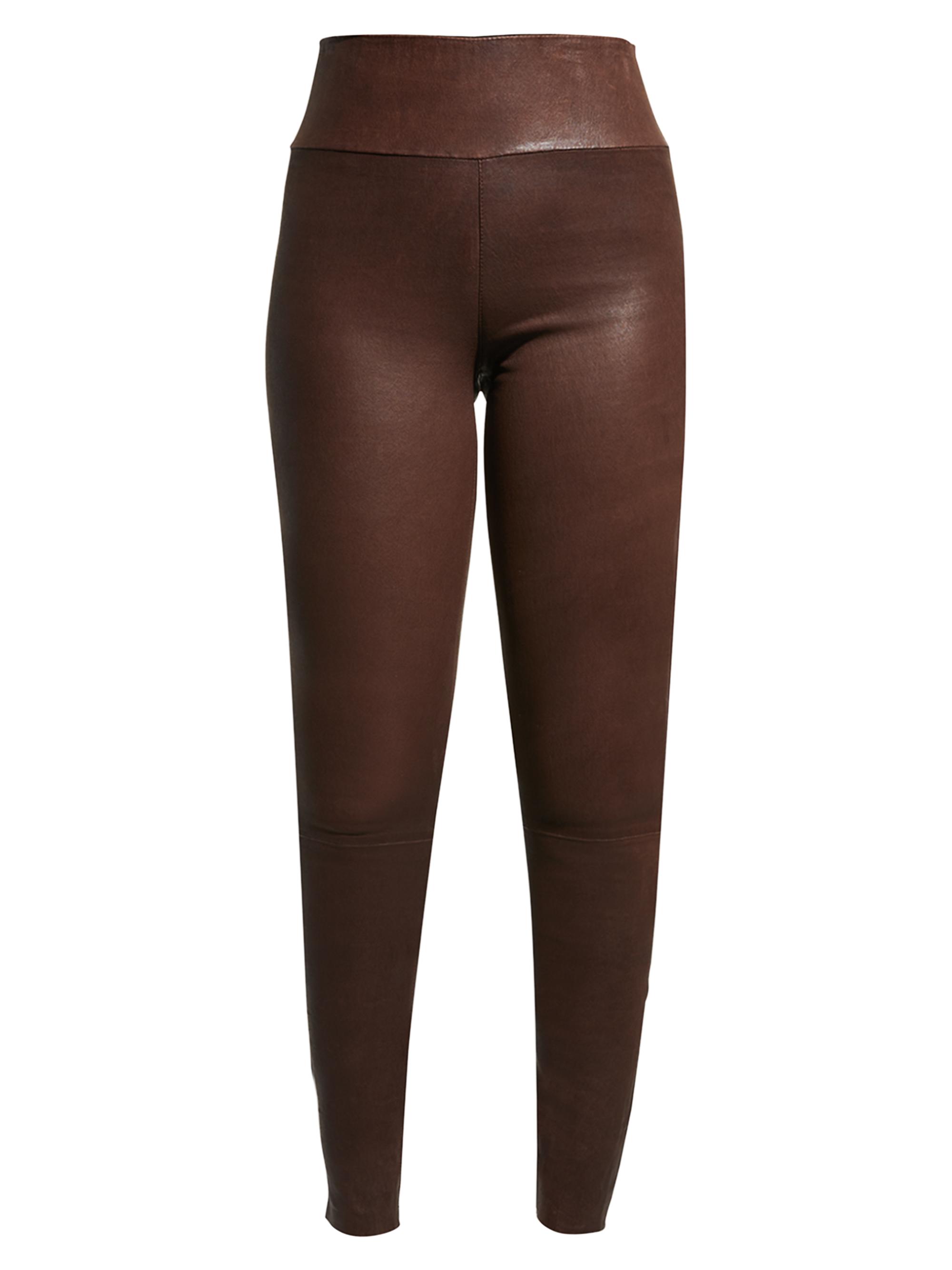 SPRWMN Women's Leather High-Waist Leggings - Brown