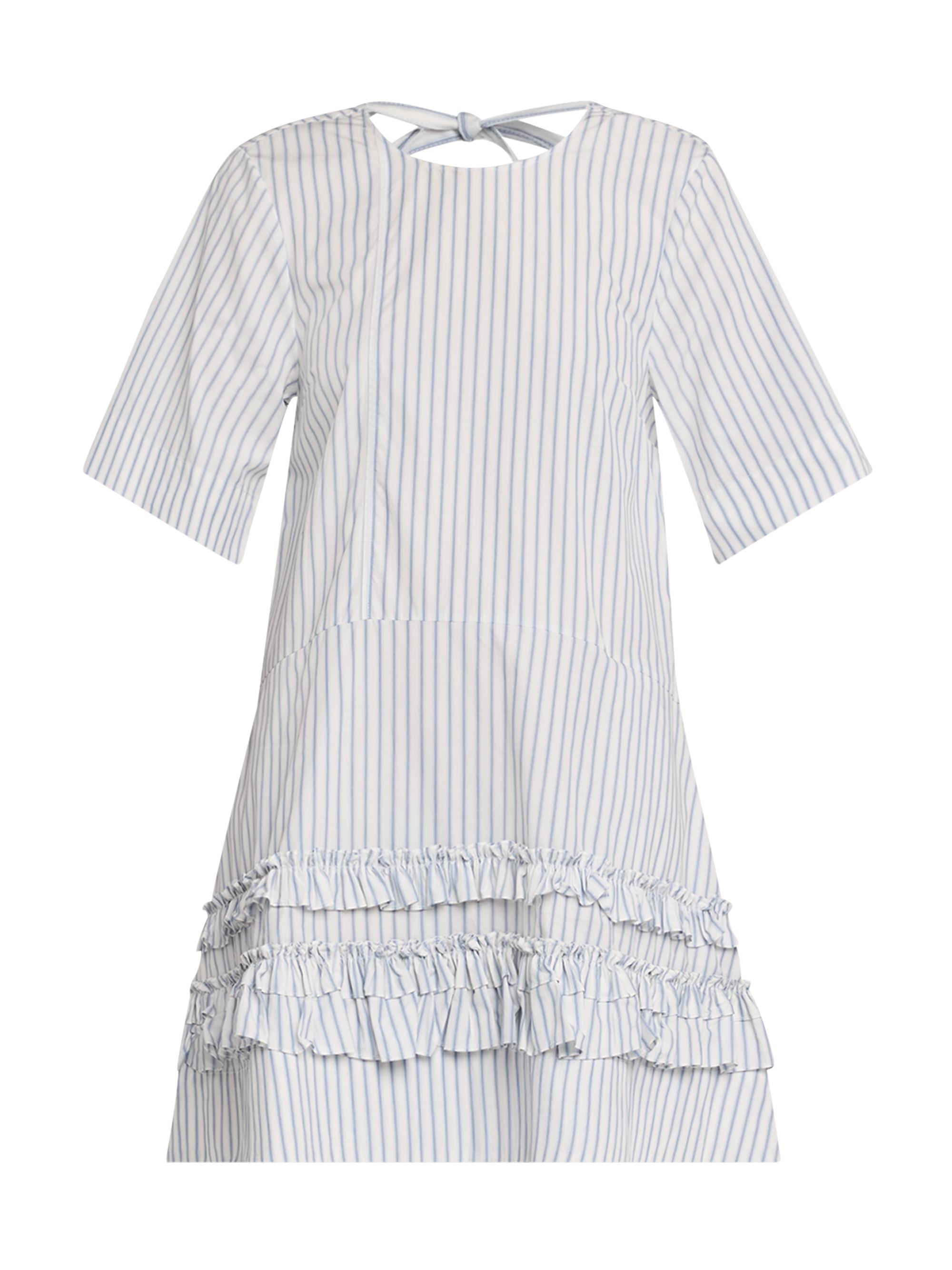 Ganni Women's Pinstripe Cotton Ruffle-Trimmed Minidress