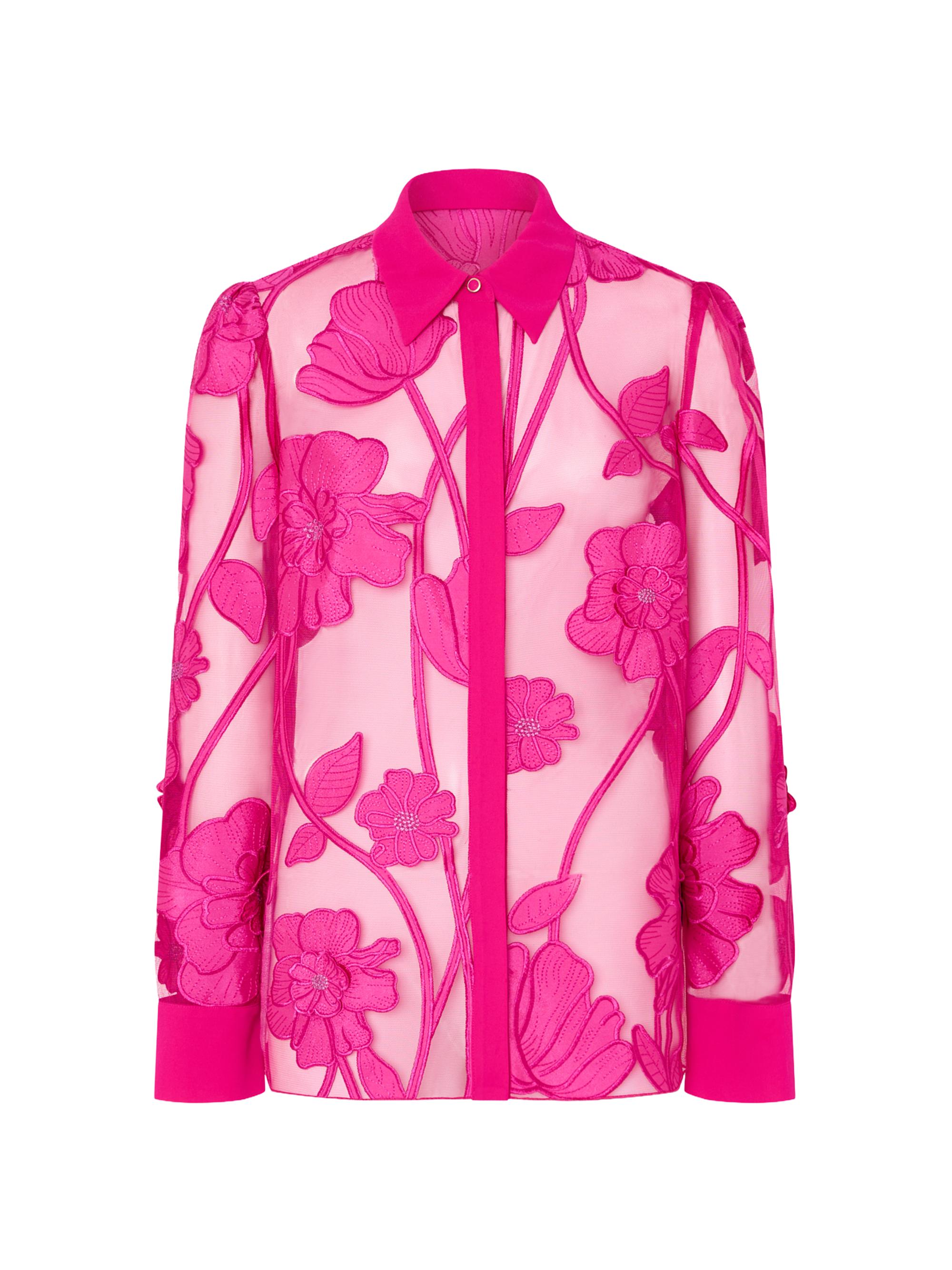 Milly Women's Ashton Grand Fleur Embroidered Top - Raspberry