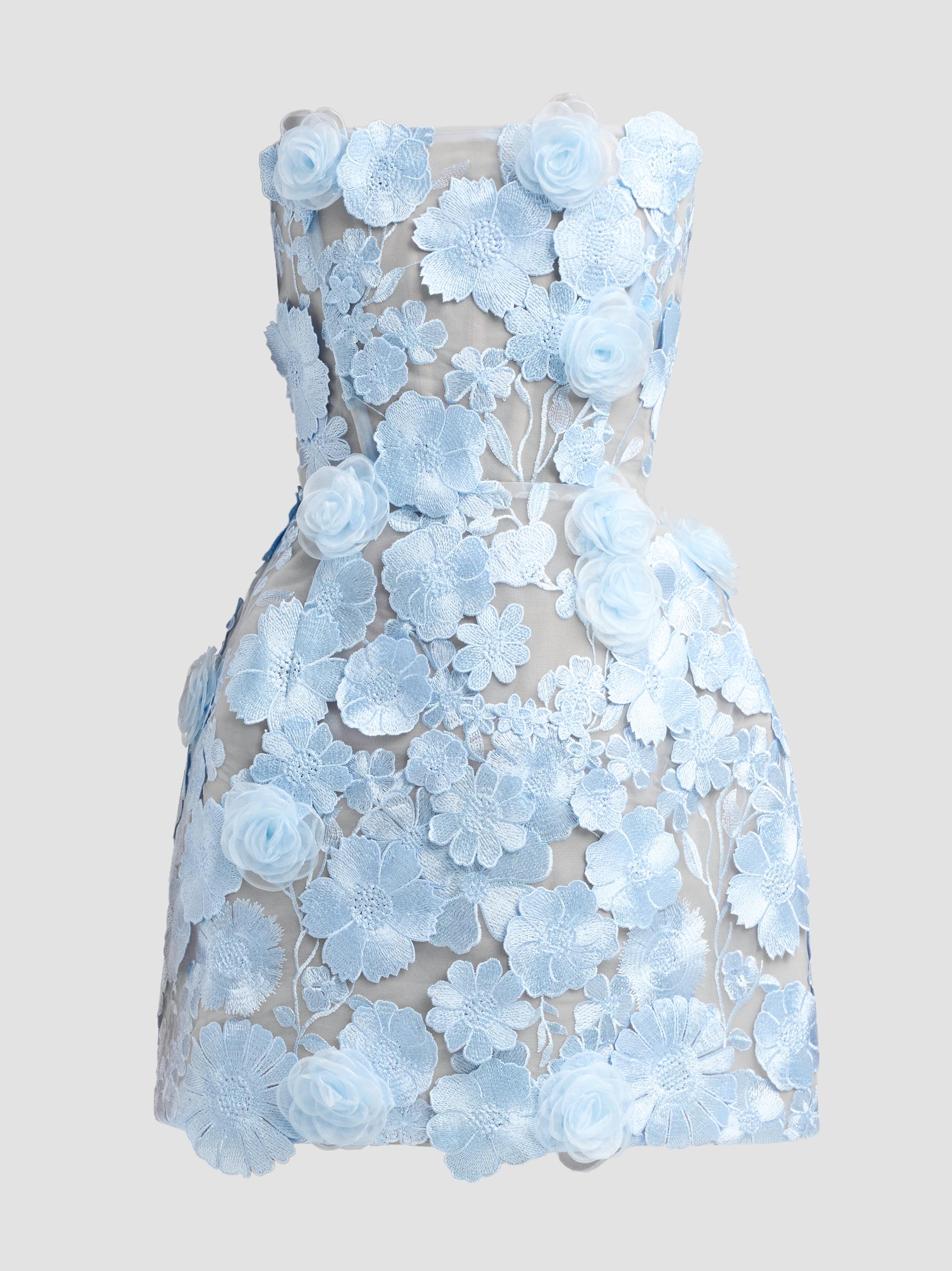 Bronx Banco Women's Maraya Bouquet Mini Dress - Powder Blue | Thumbnail 6