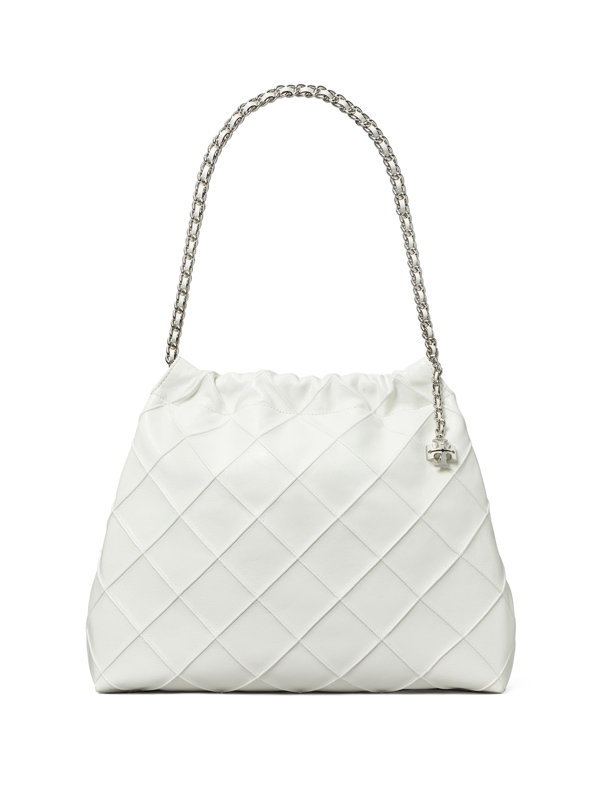 Tory Burch Women's Fleming Distressed Leather Hobo Bag - Blanc