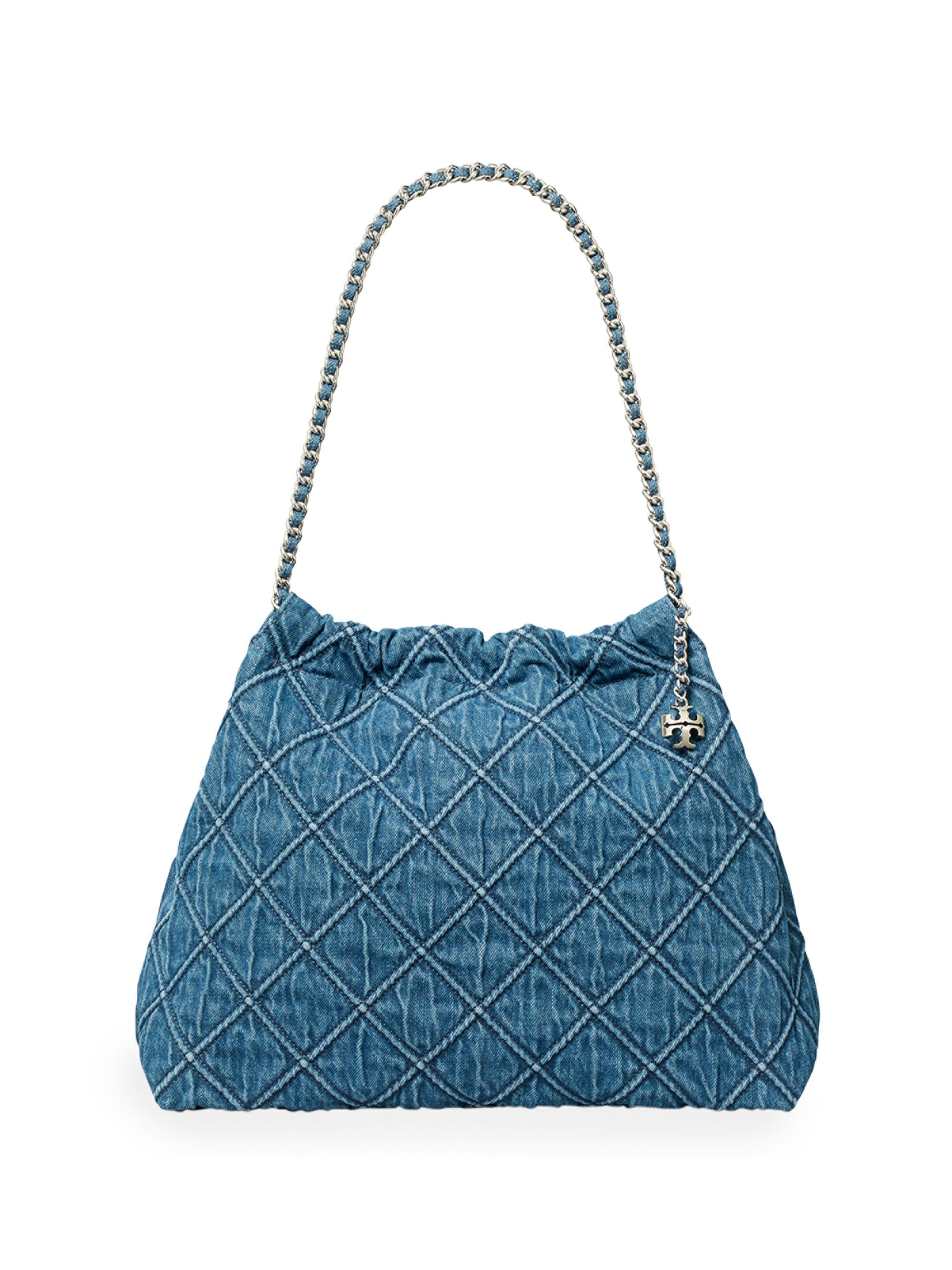 Tory Burch Women's Fleming Patterned Denim Hobo Bag - Blue