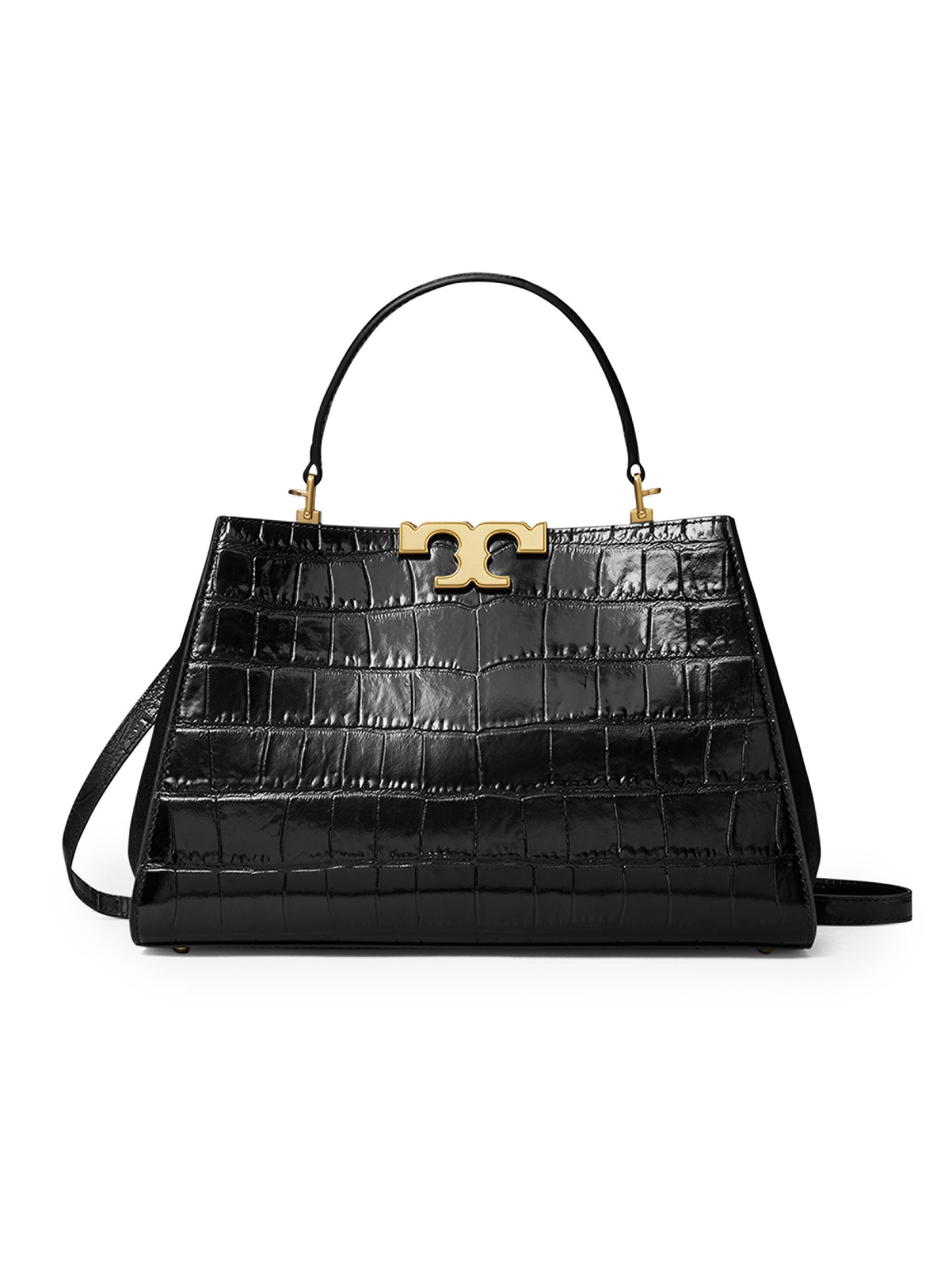 Tory Burch Women's Eleanor Croc-Embossed Leather Satchel - Black