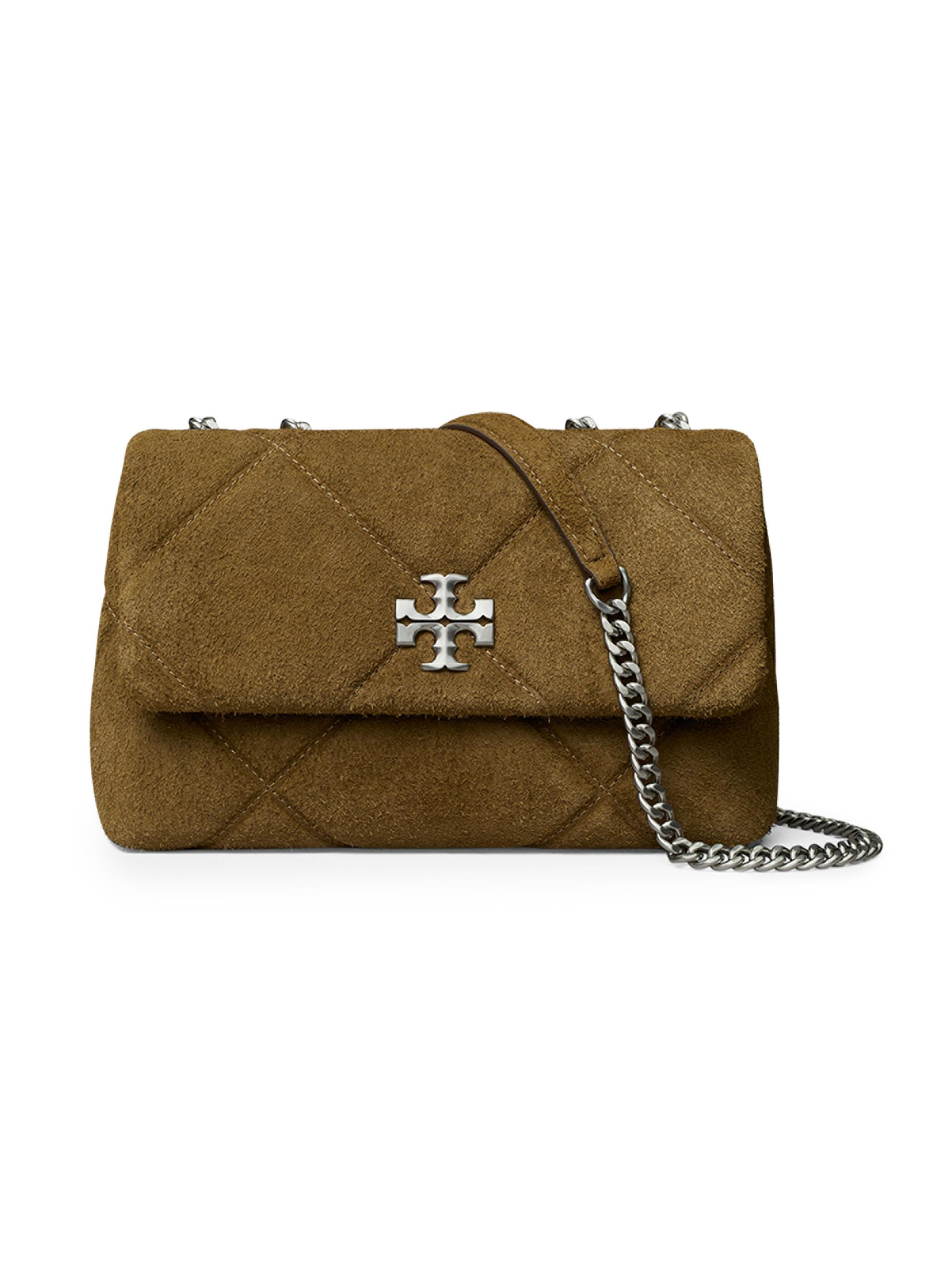 Tory Burch Women's  Kira Diamond-Quilted Suede Convertible Shoulder Bag - Olive