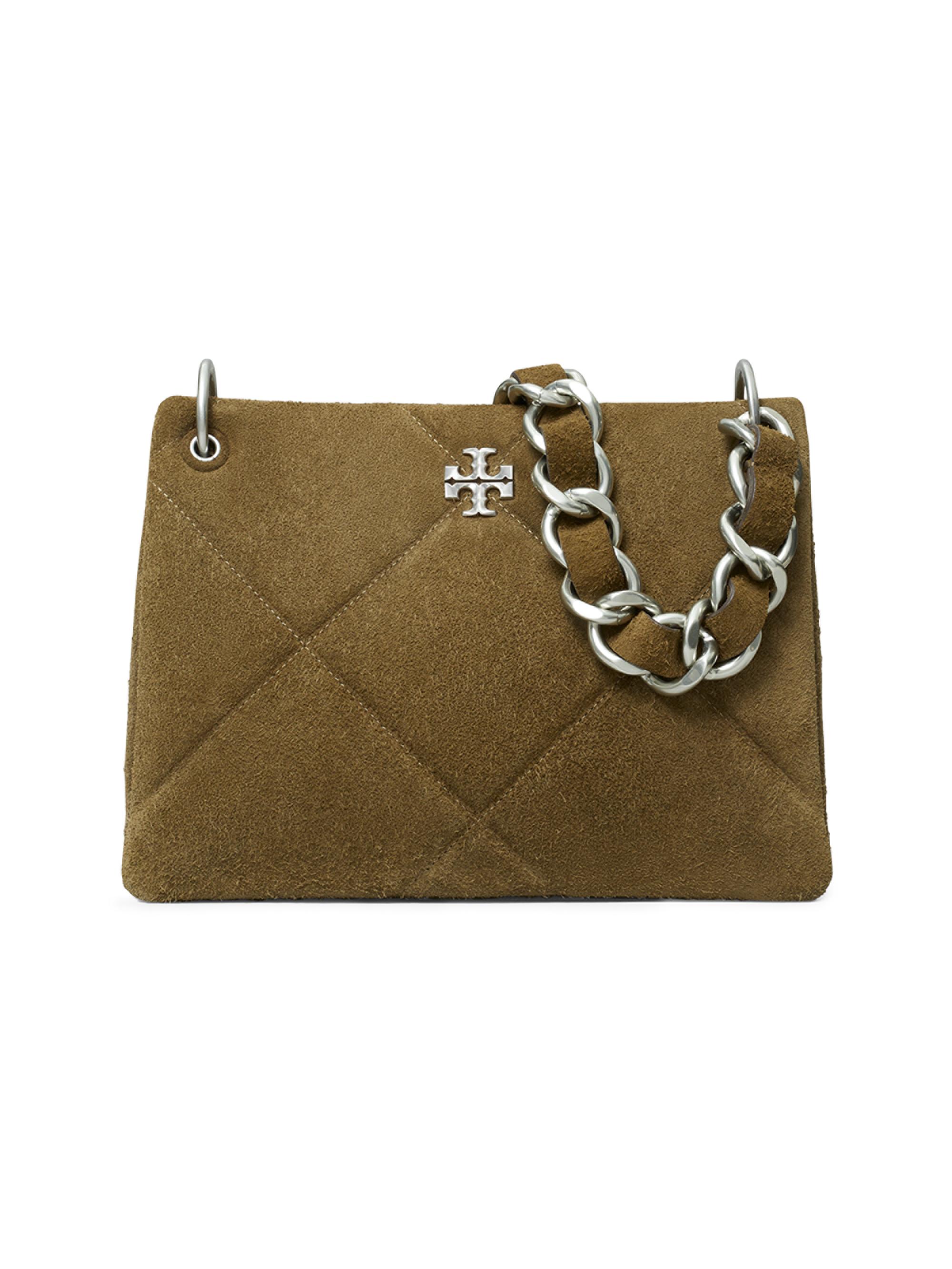 Tory Burch Women's  Kira Diamond-Quilted Suede Shoulder Bag - Olive