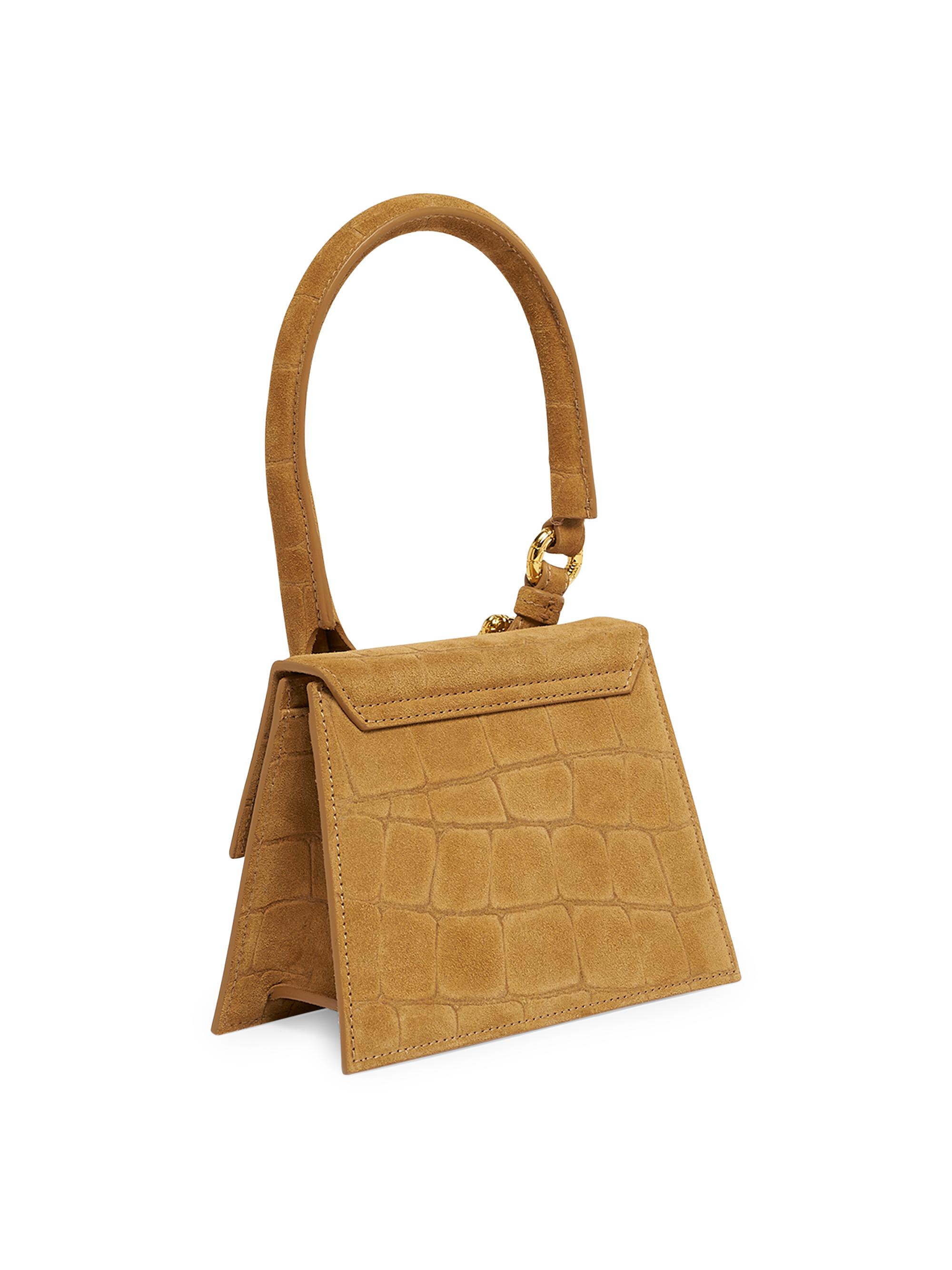 Jacquemus Le Chiquito Moyen Croc-Embossed Suede Top-Handle Bag
