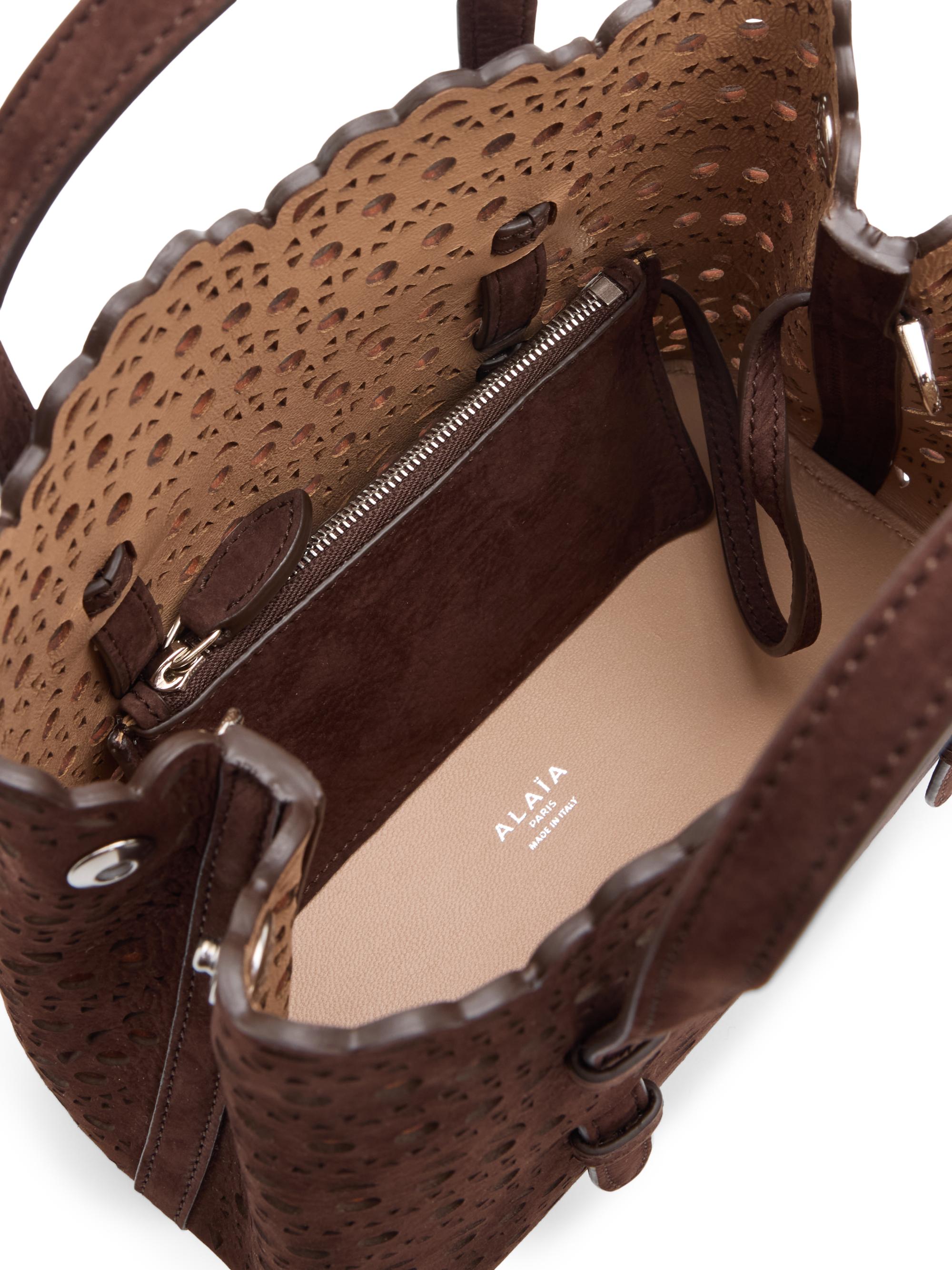 Alaïa Mina 20 Wave Perforated Suede Top Handle Bag | Saks Fifth Avenue