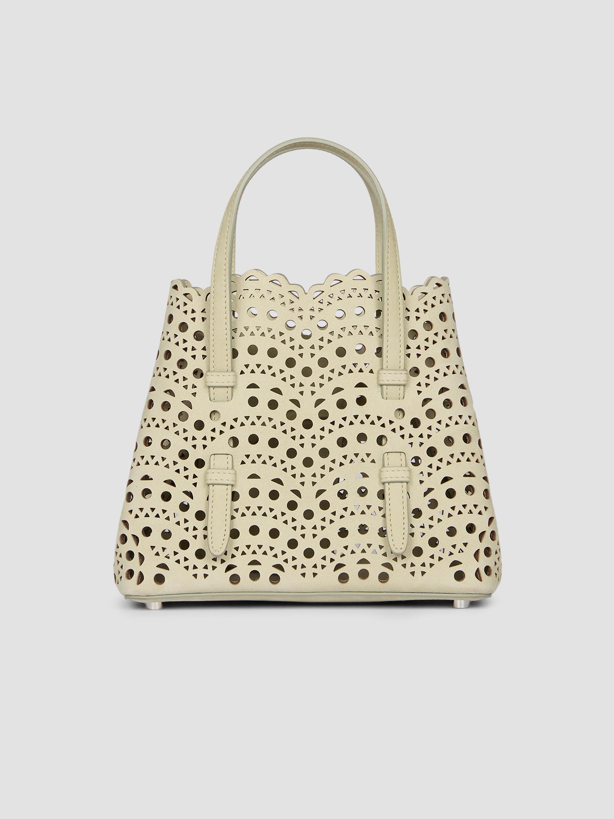 ALAIA Women's Mina 20 Wave Perforated Suede Top Handle Bag - Light Green | Thumbnail 7