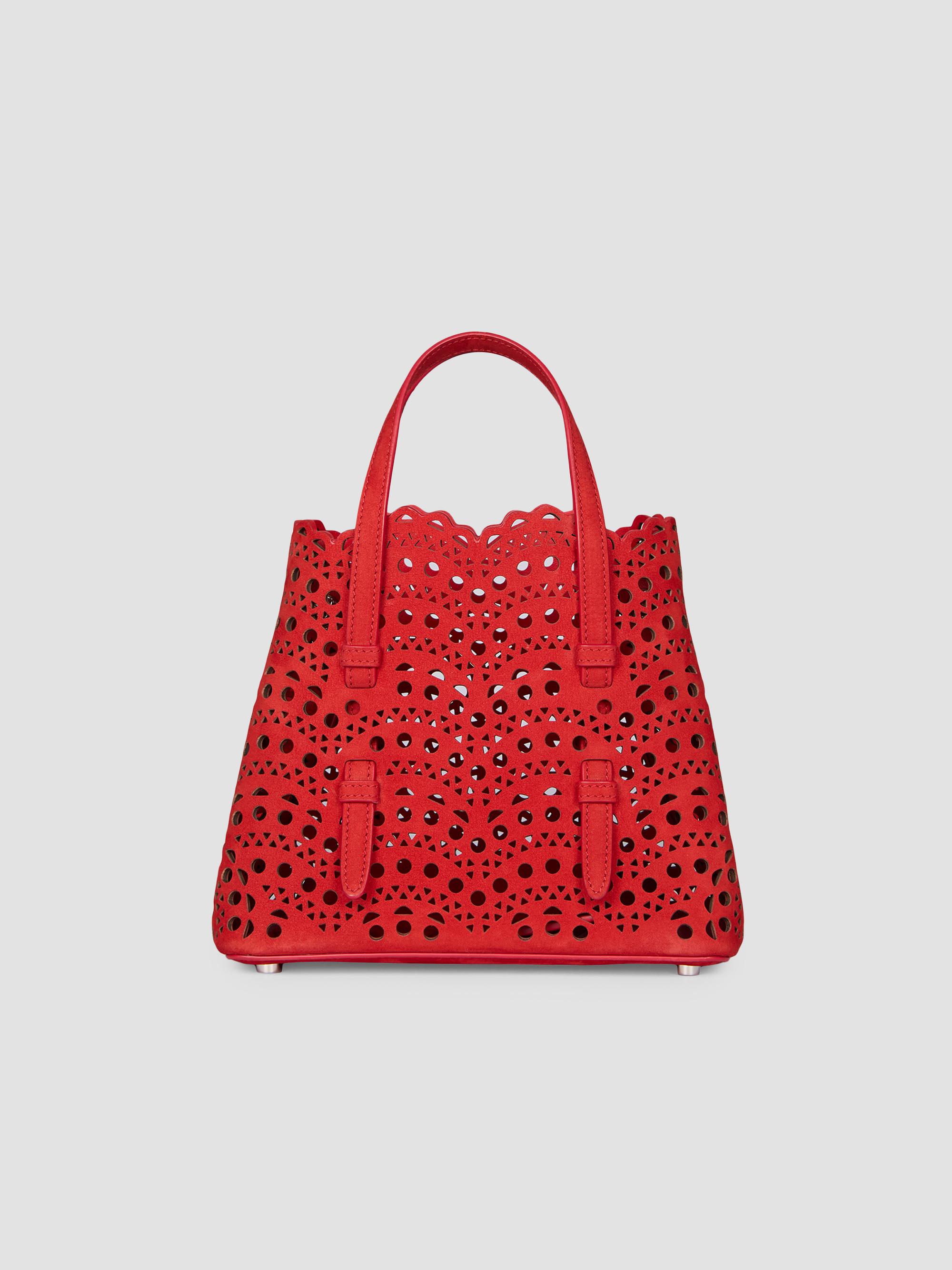 Women's Mina 20 Wave Perforated Suede Top Handle Bag - Red