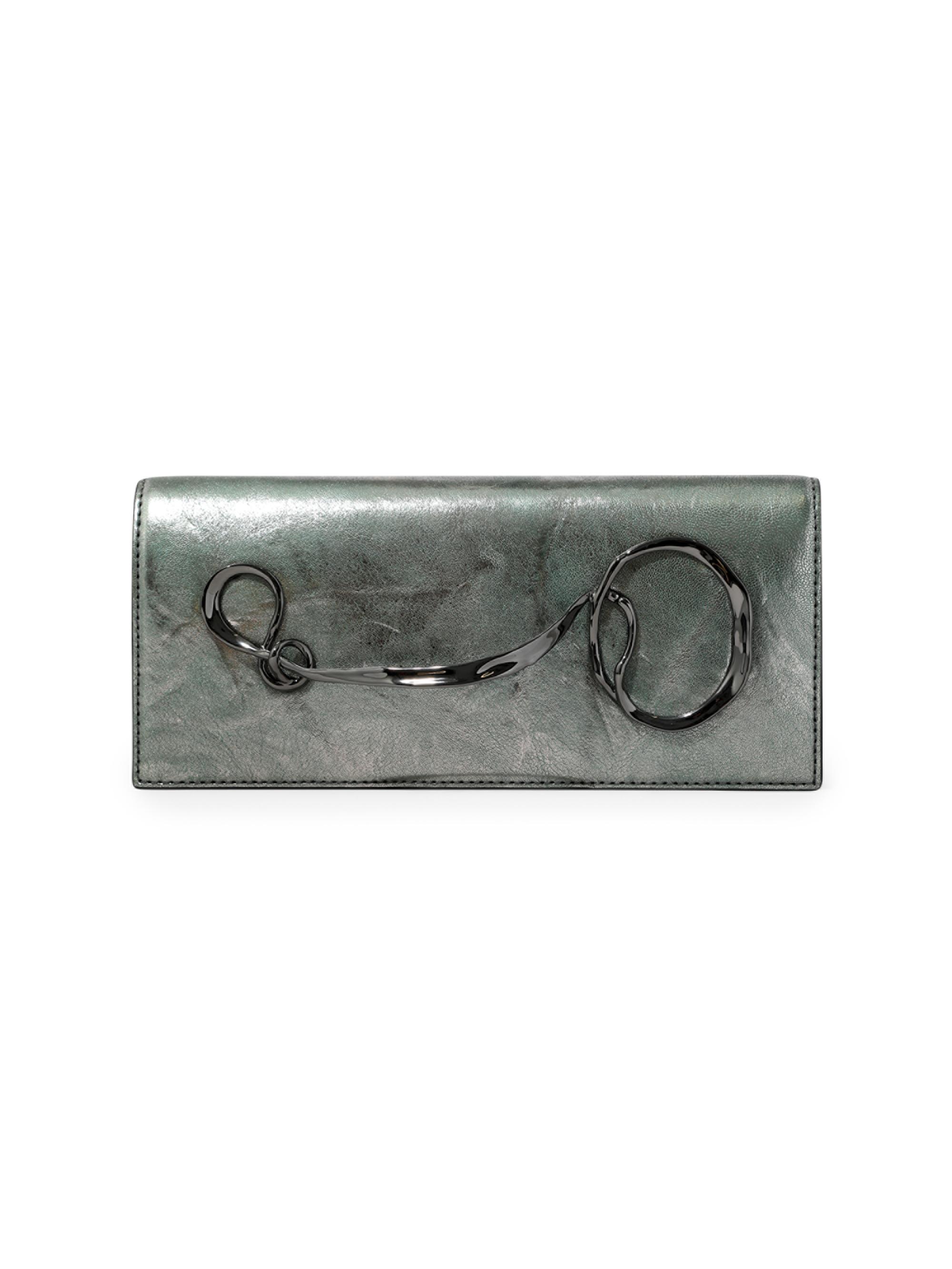 Alexis Bittar Women's Twisted Side-Handle Metallic Leather Clutch - Green