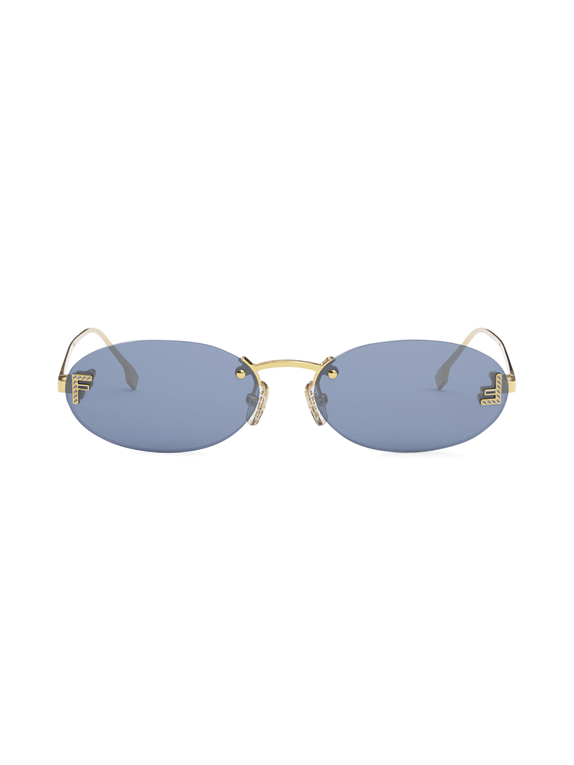 Fendi 54MM Double-F Logo-Embellished Oval Sunglasses | Saks Fifth