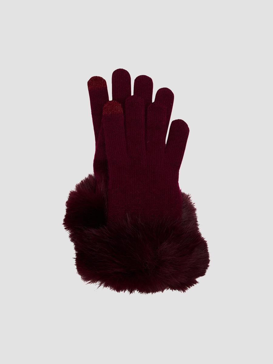 Sofia Cashmere Women's Cashmere & Faux Fur Touchscreen Gloves In Bordeaux