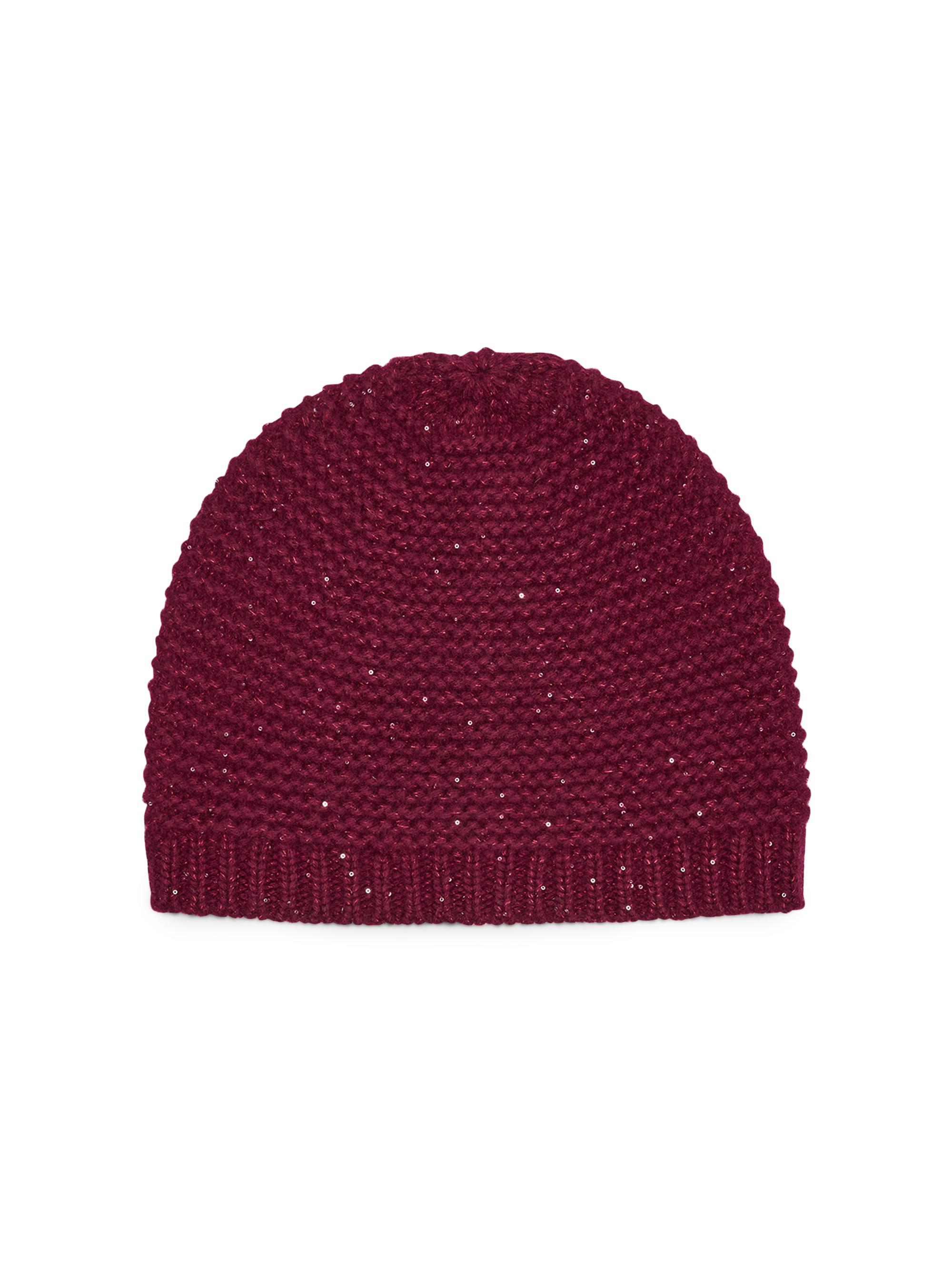 Sofia Cashmere Women's Sequin-Embellished Cashmere Beanie - Burgundy
