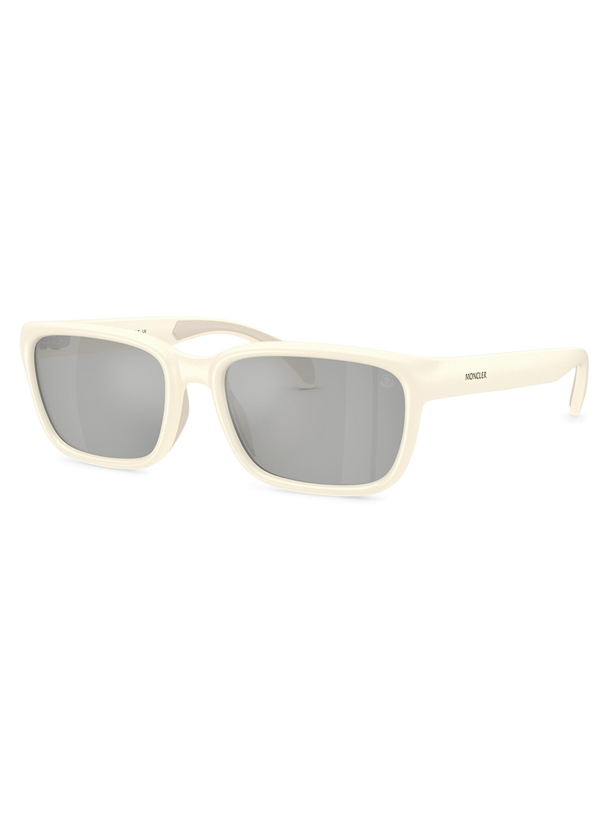 Moncler Women's 55MM Rectangular Sunglasses - Silver | Thumbnail 5