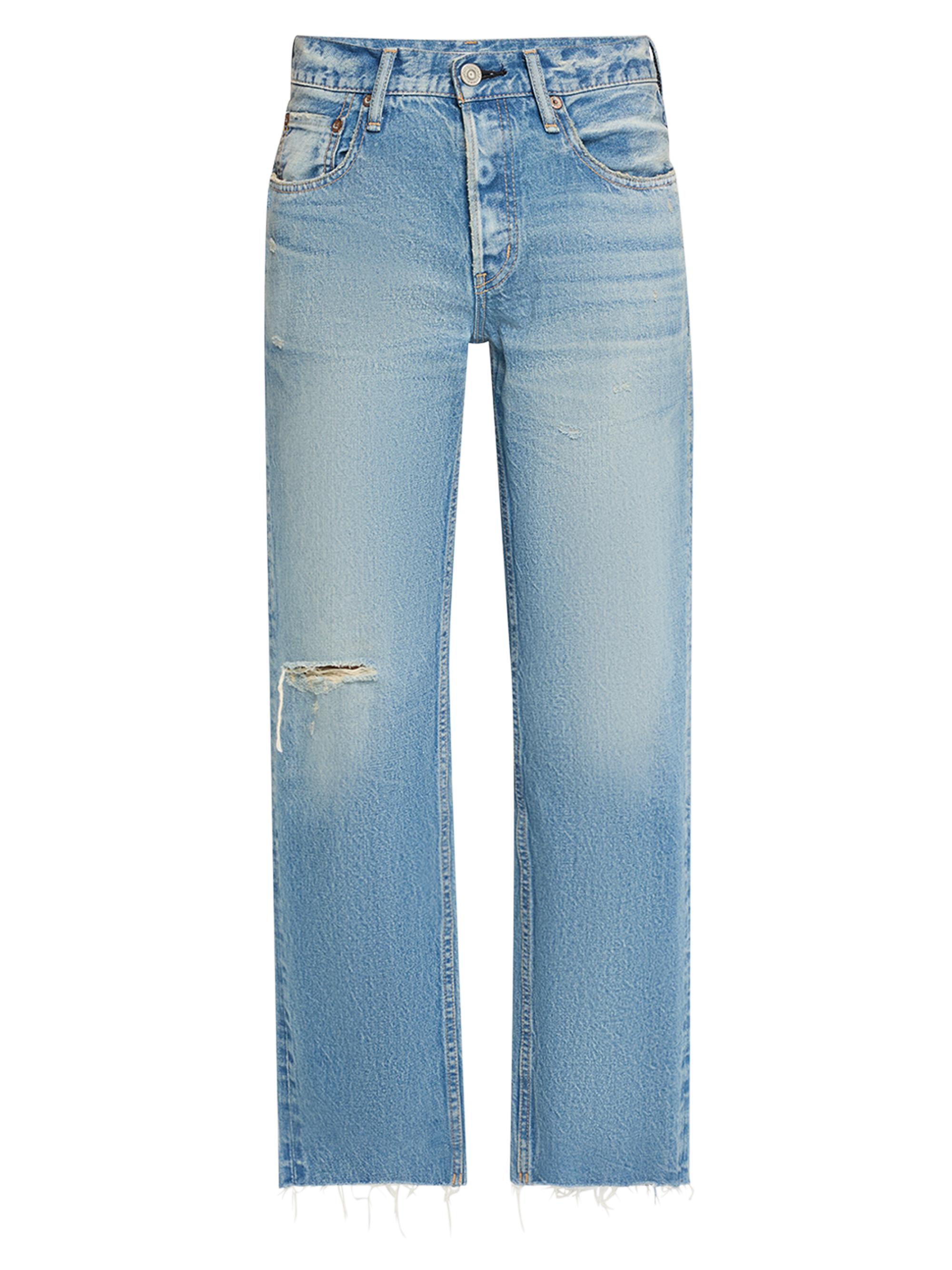 Moussy Vintage Women's Frankford Low-Rise Distressed Straight-Leg Jeans - Blue