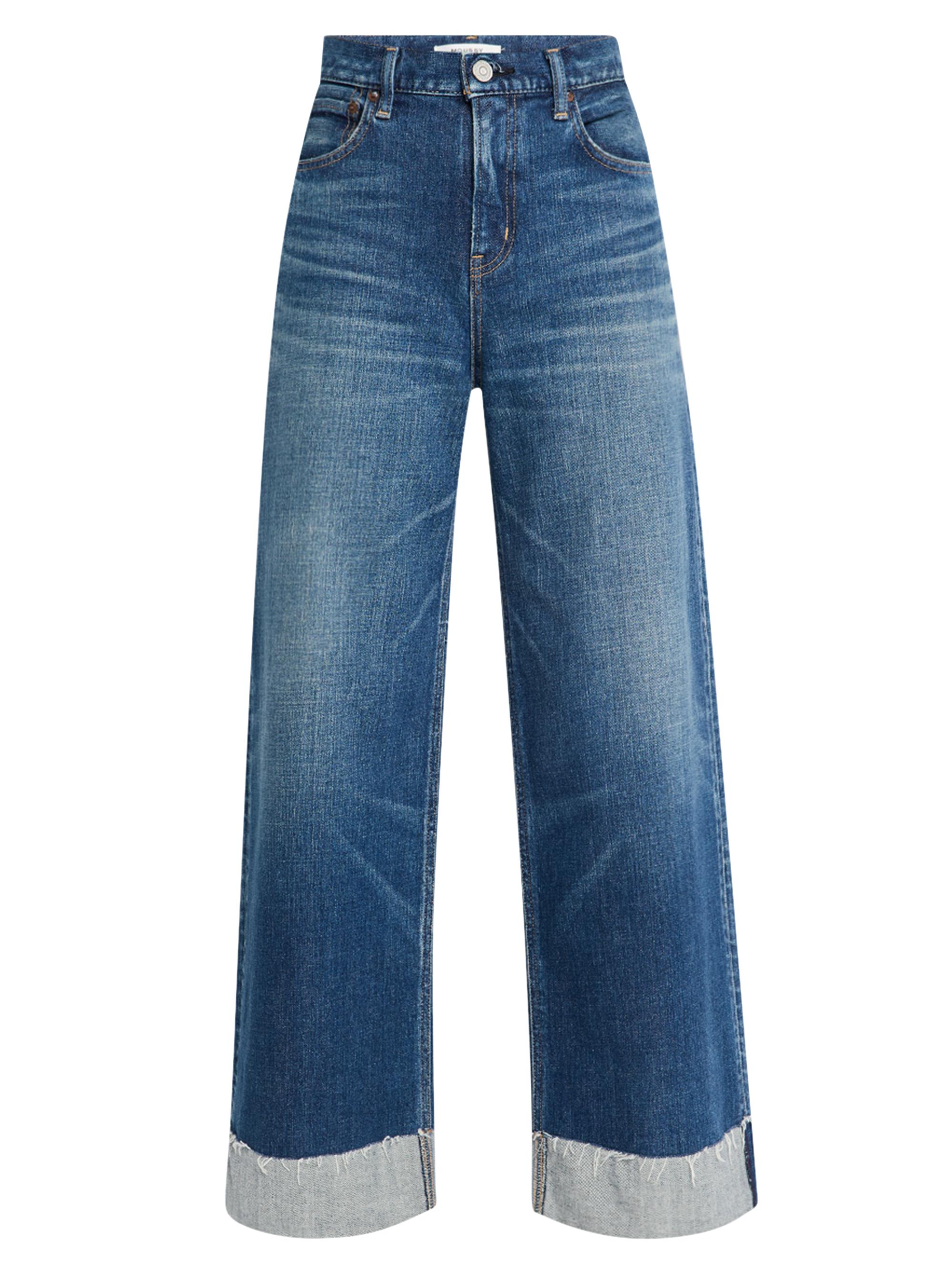 Moussy Vintage Women's Levittown High-Rise Wide-Leg Cuffed Jeans - Blue