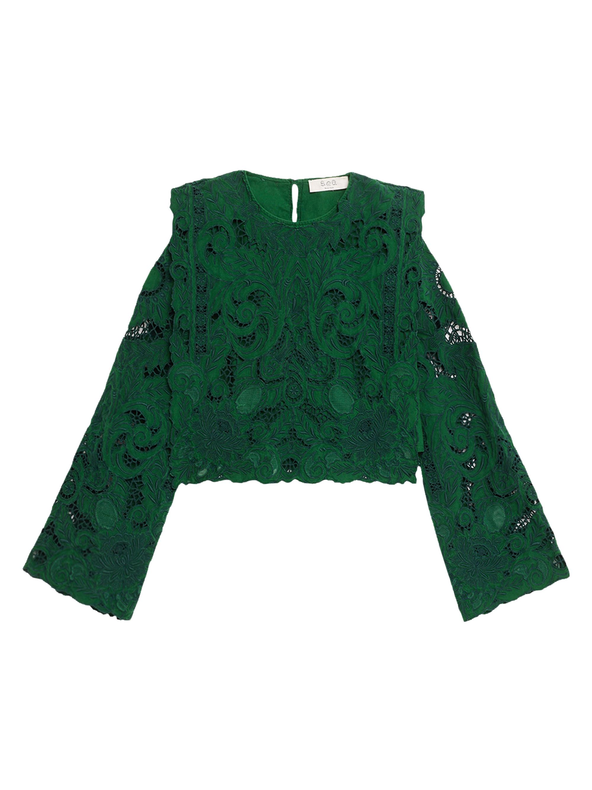 Sea Women's Ceci Embroidered Lace Apron Top - Green