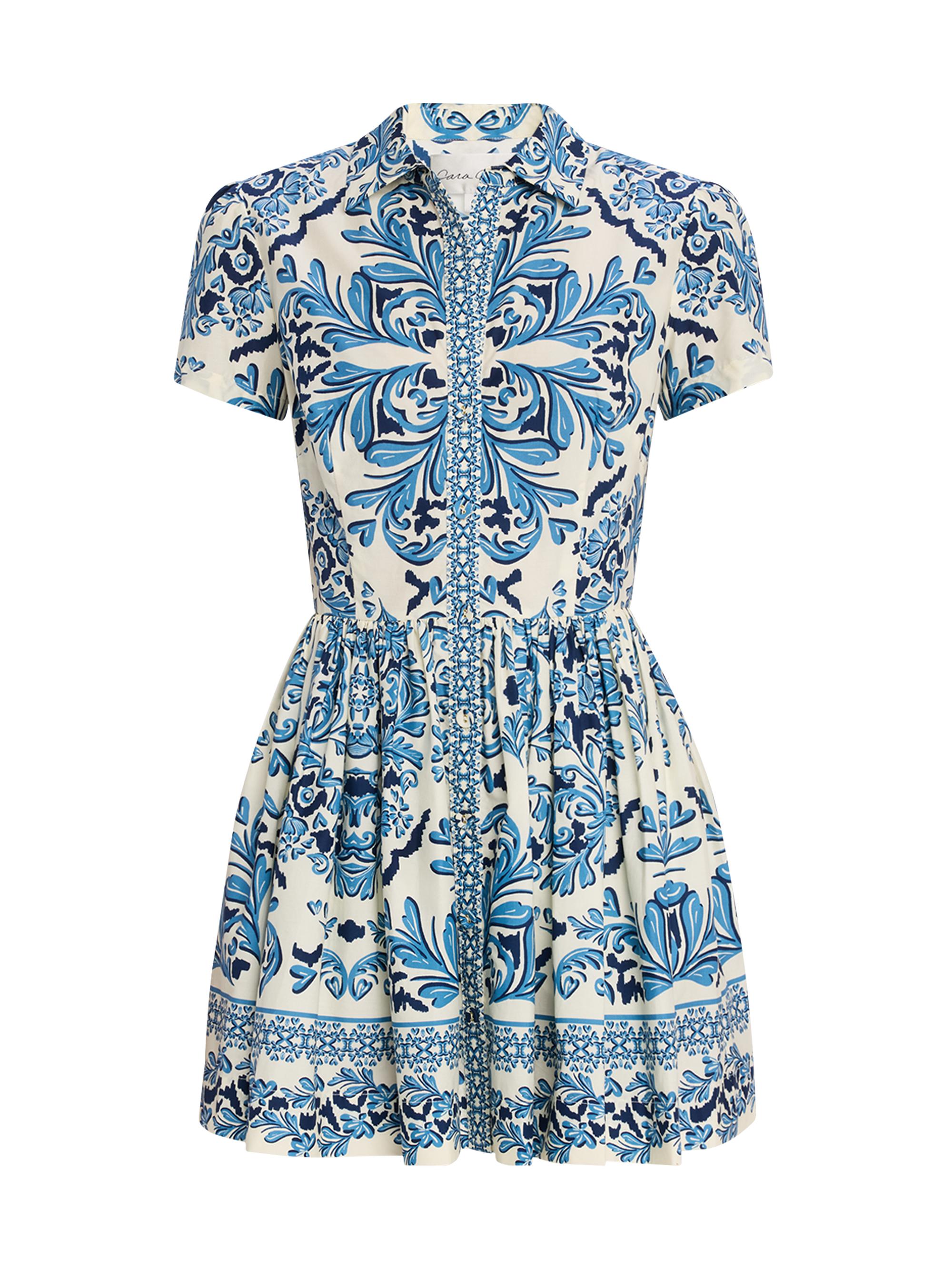Cara Cara Women's Noor Printed Short-Sleeve Minidress - Blue Pattern