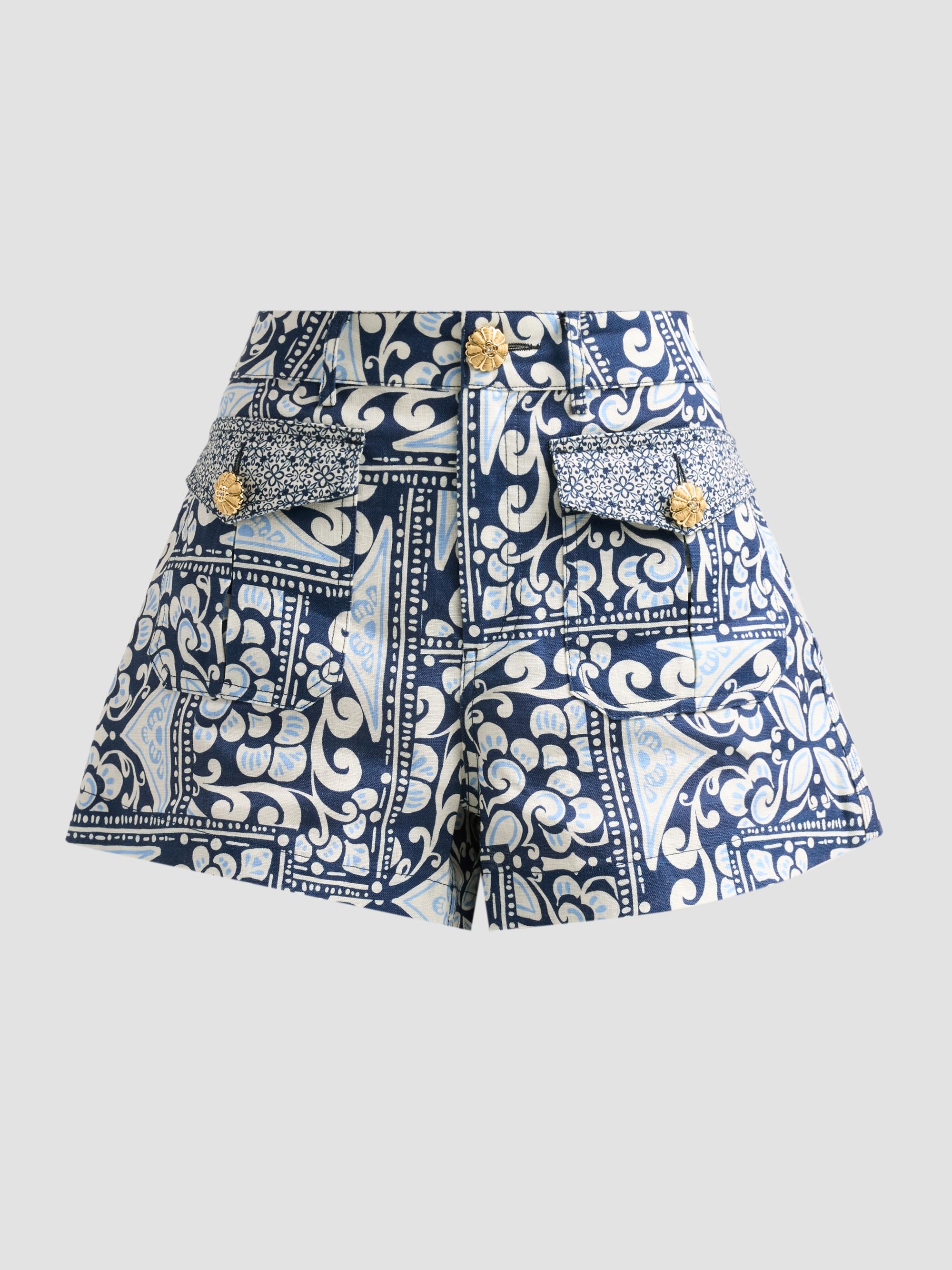 Cara Cara Women's Xenia Linen Shorts - Hart Tile Navy | Thumbnail 6