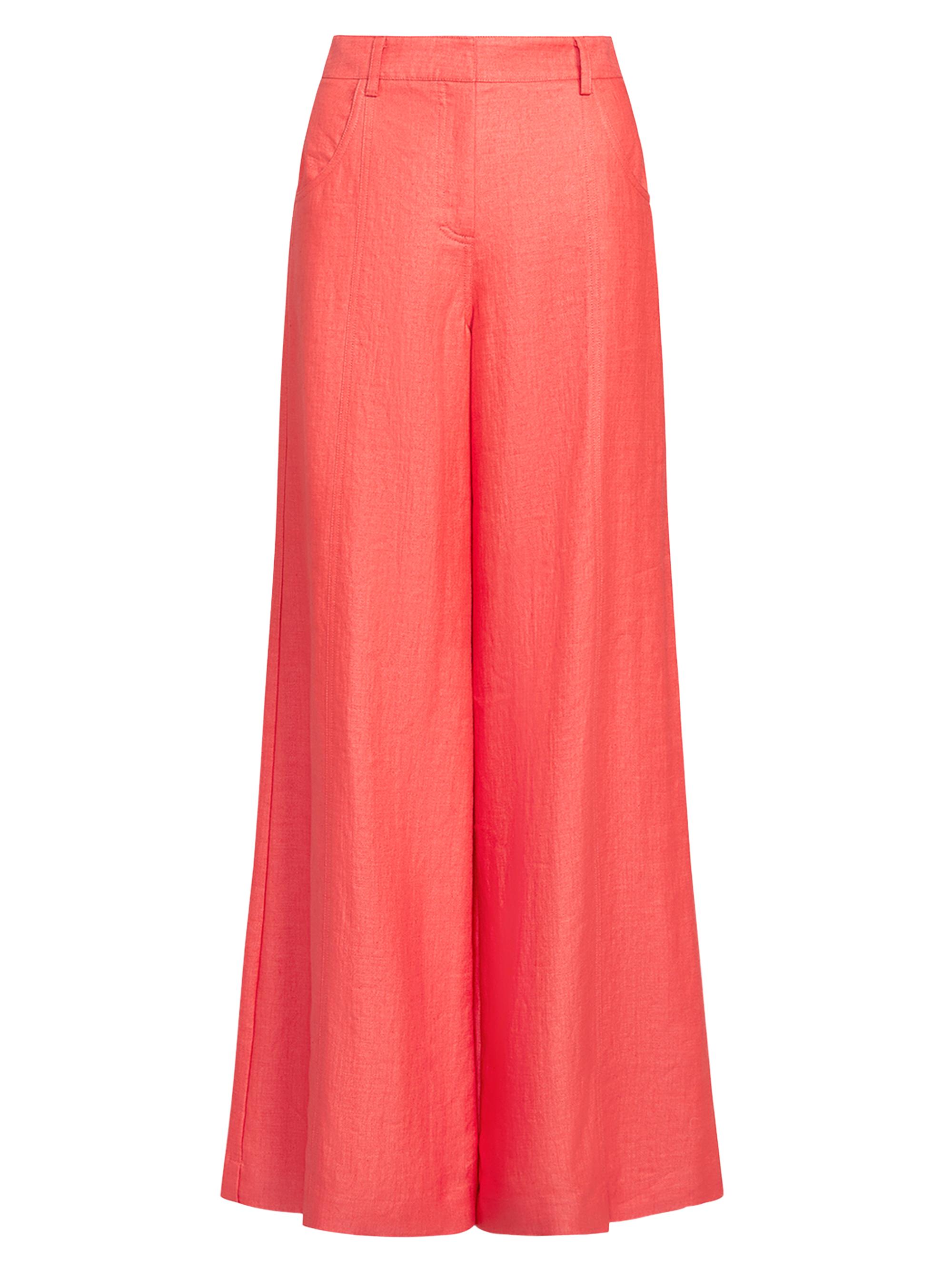 TWP Women's Dees Cotton-Linen Wide-Leg Trousers - Red