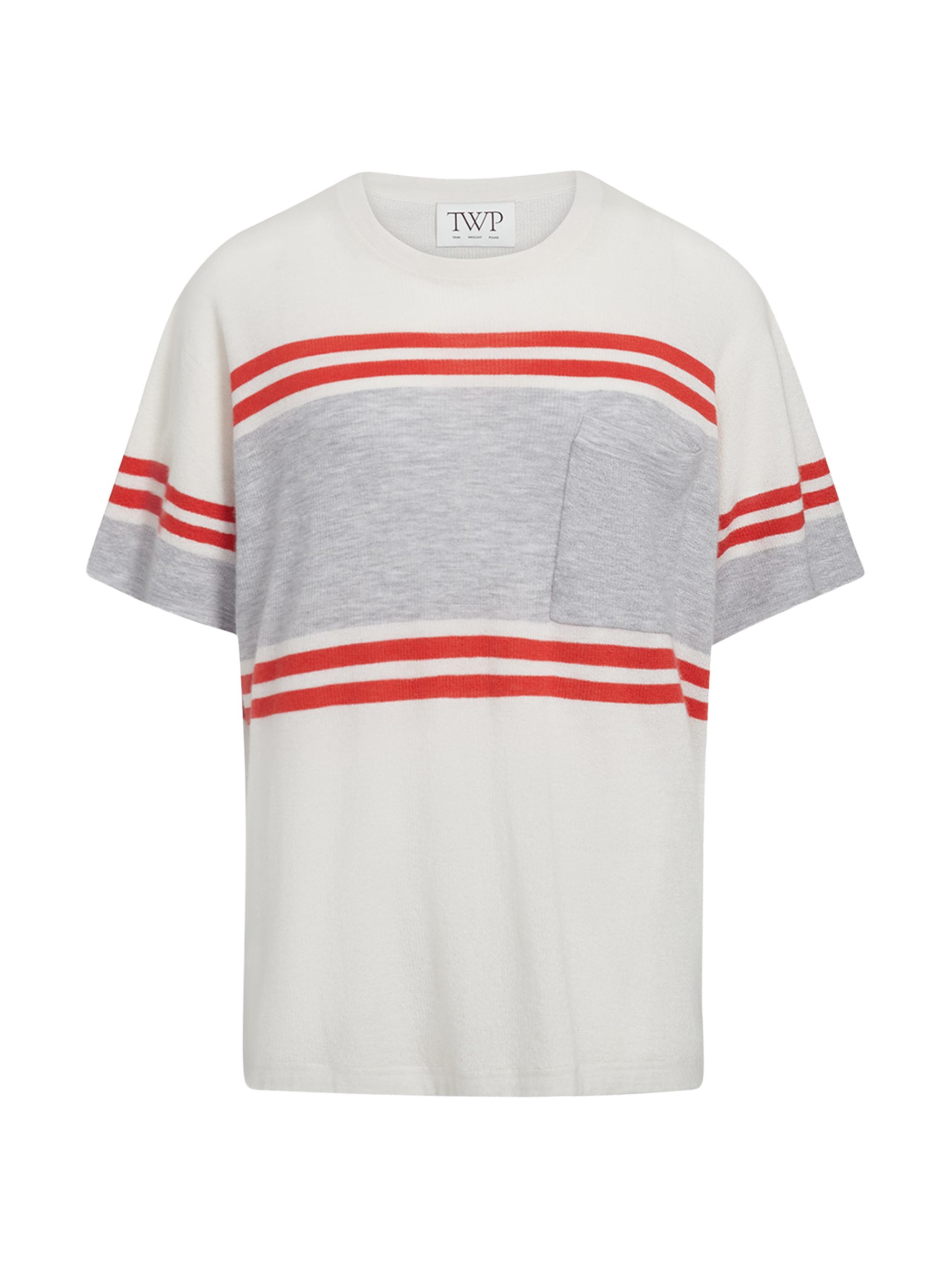 TWP Women's Engineered Stripe Big Boy T-Shirt - White Red