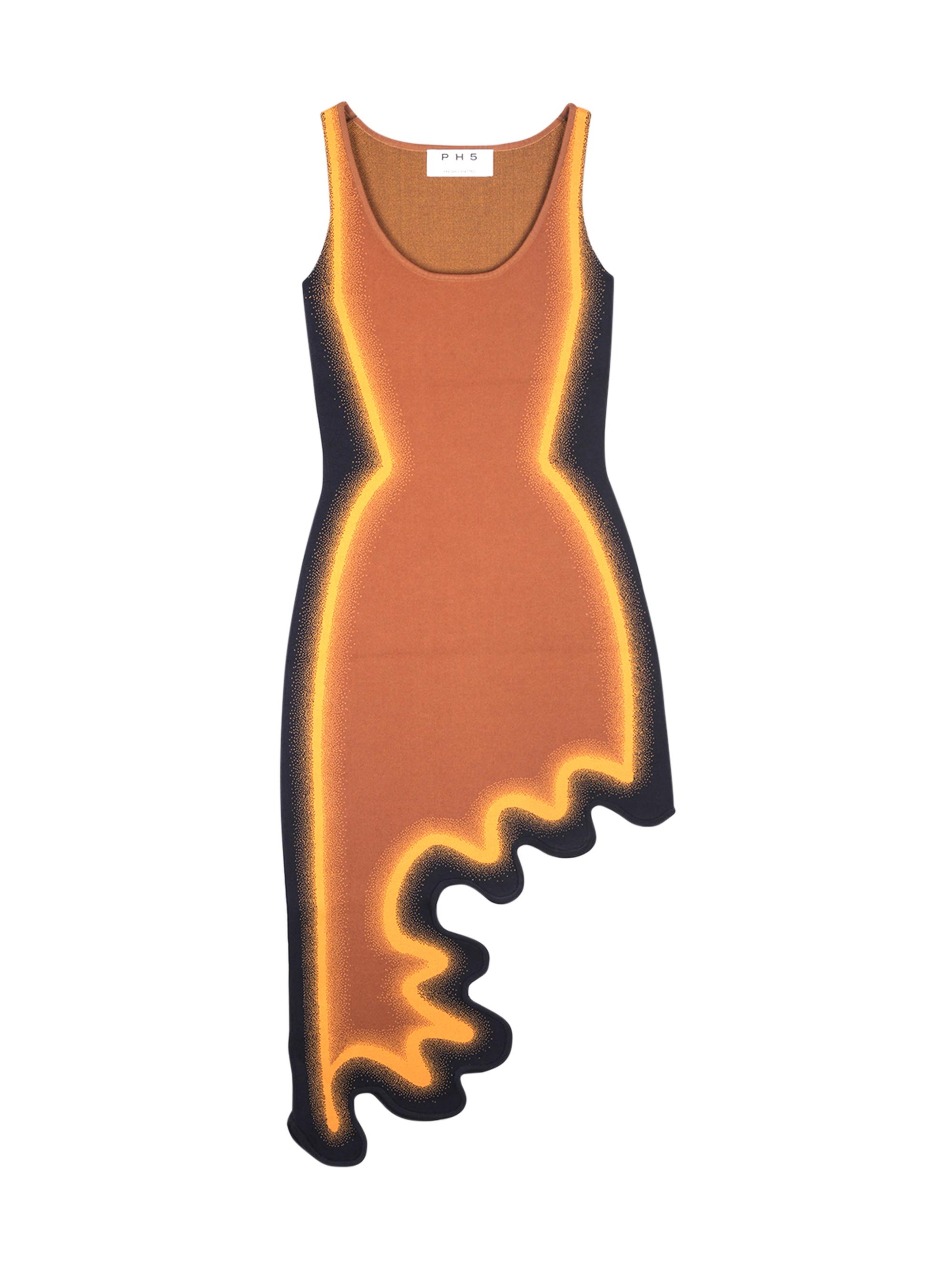 PH5 Women's Aster Reversible Asymmetric Wavy Dress - Brown Black