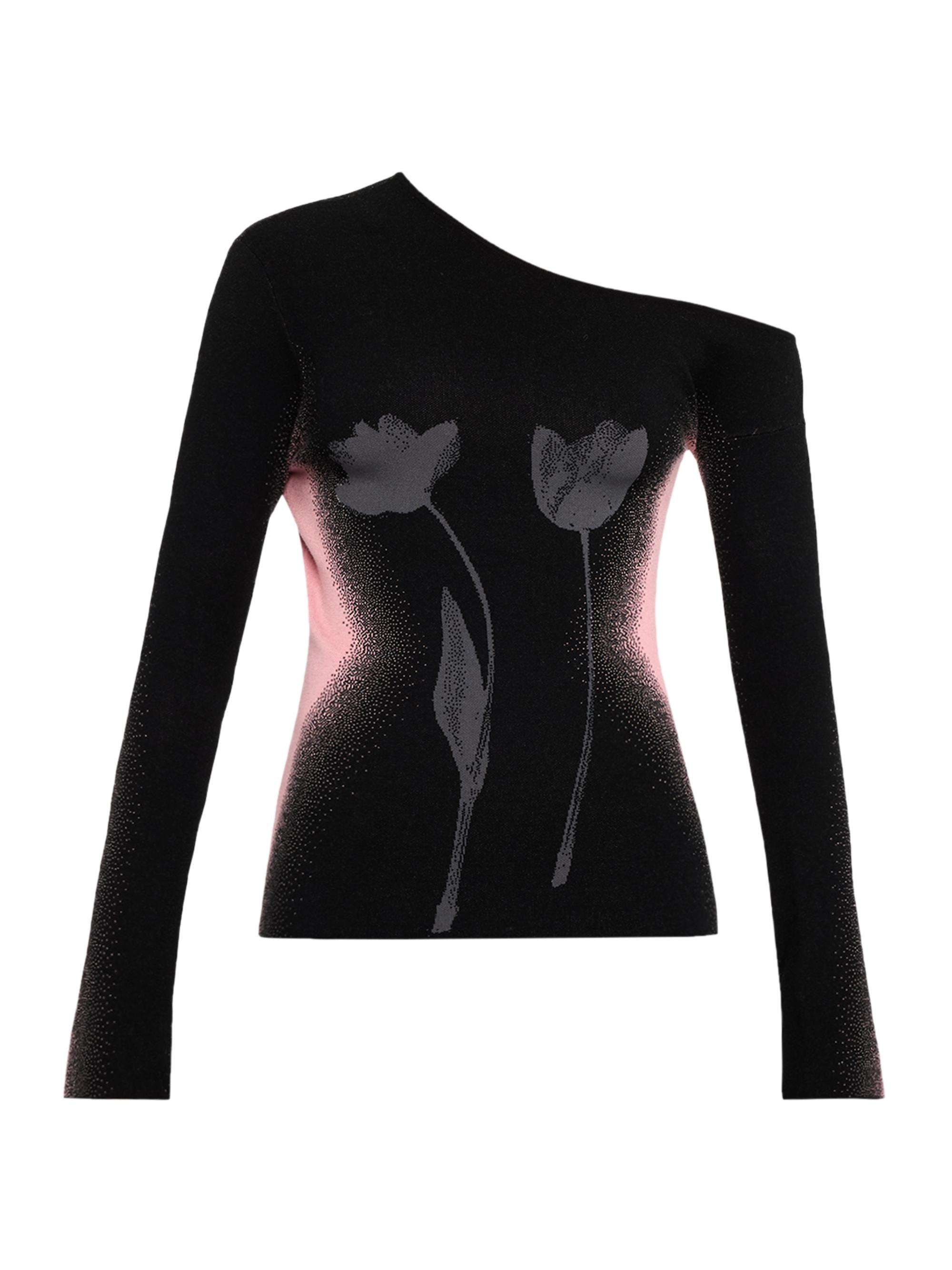 PH5 Women's Melia Floral Asymmetric Long-Sleeve Top - Black Pink