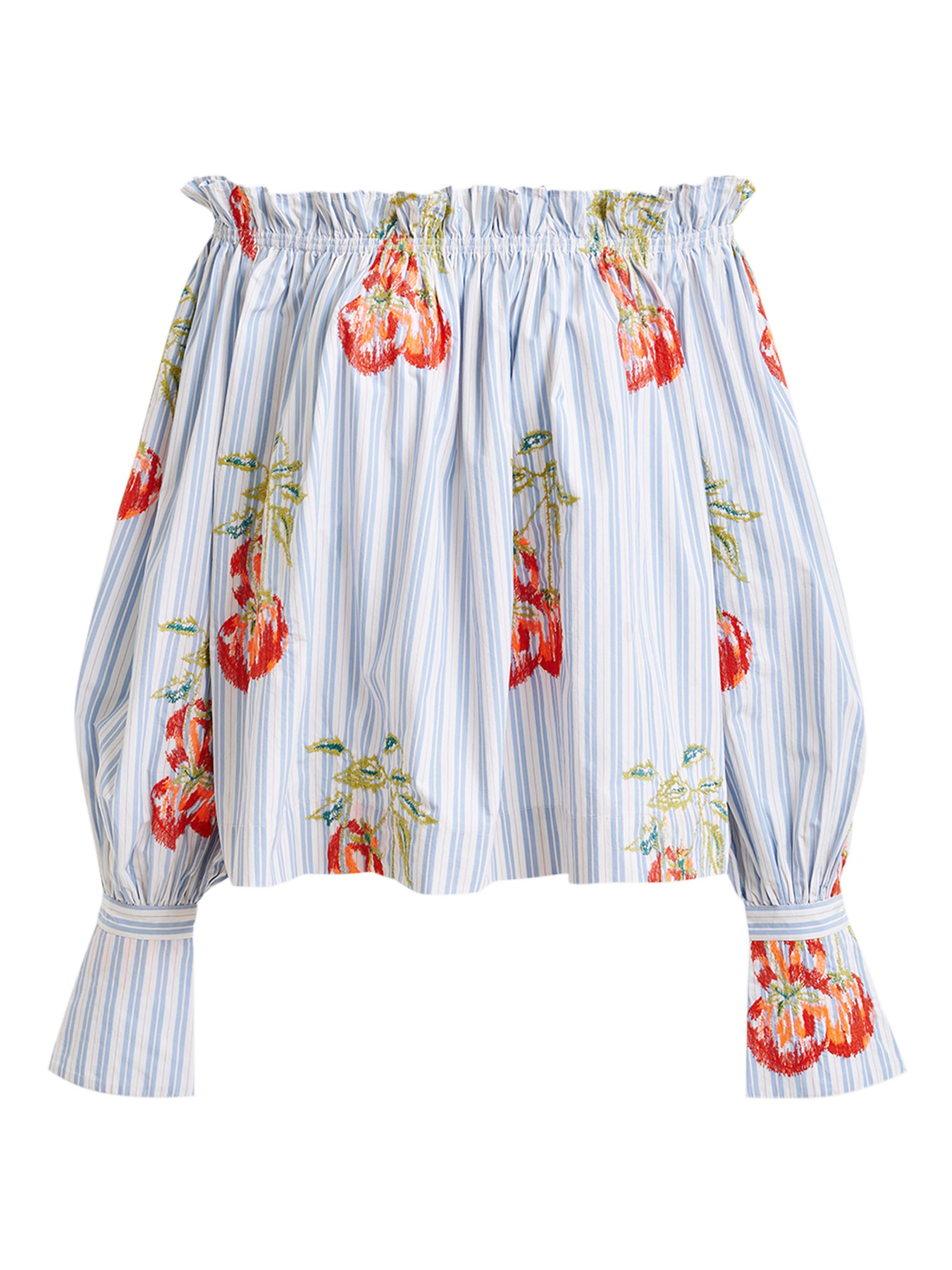 Essentiel Antwerp Women's Ihandstand Striped Embroidered Off-the-Shoulder Top