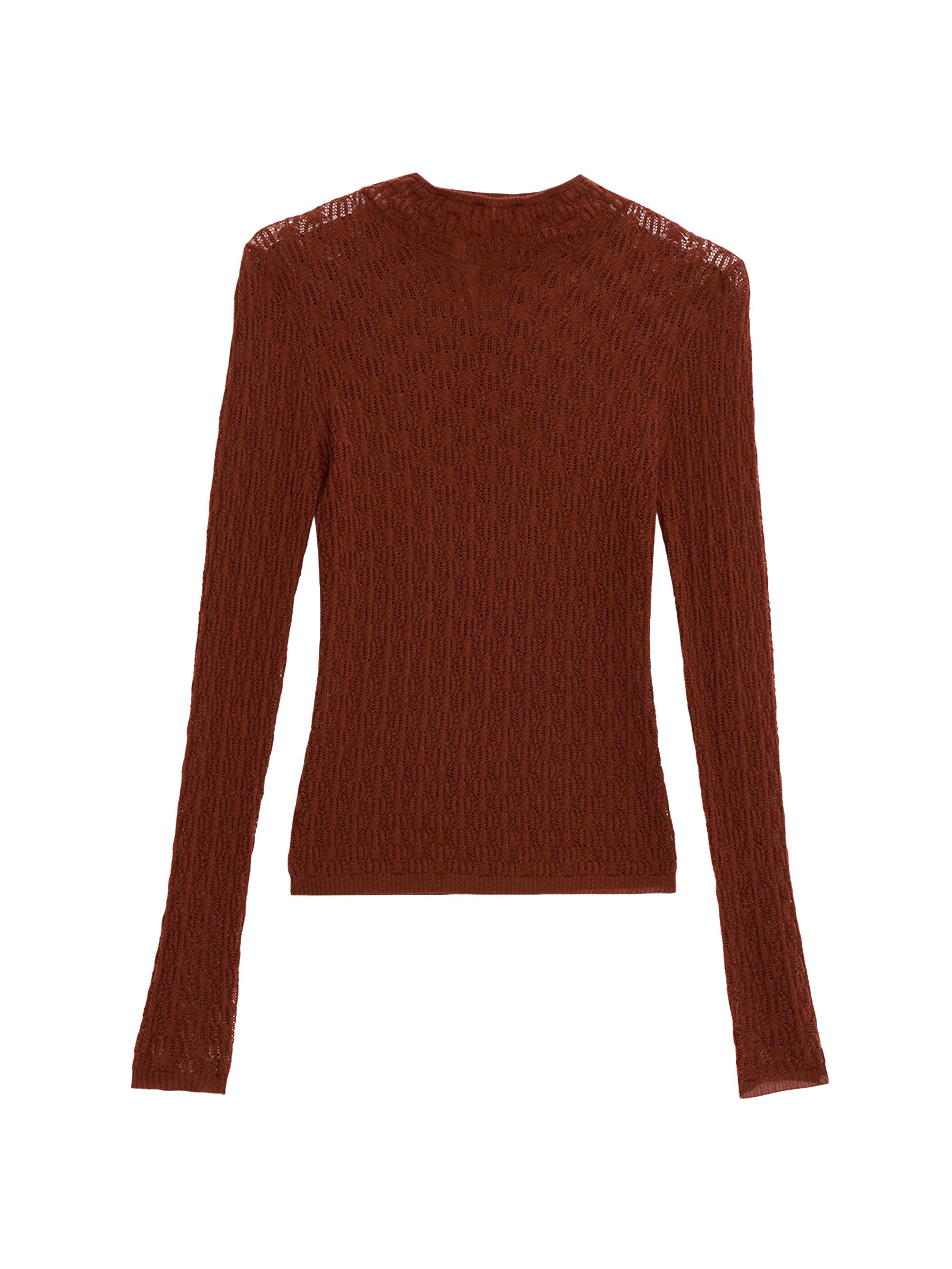 Sablyn Women's Rhea Wool Mock Turtleneck Top - Mahogany