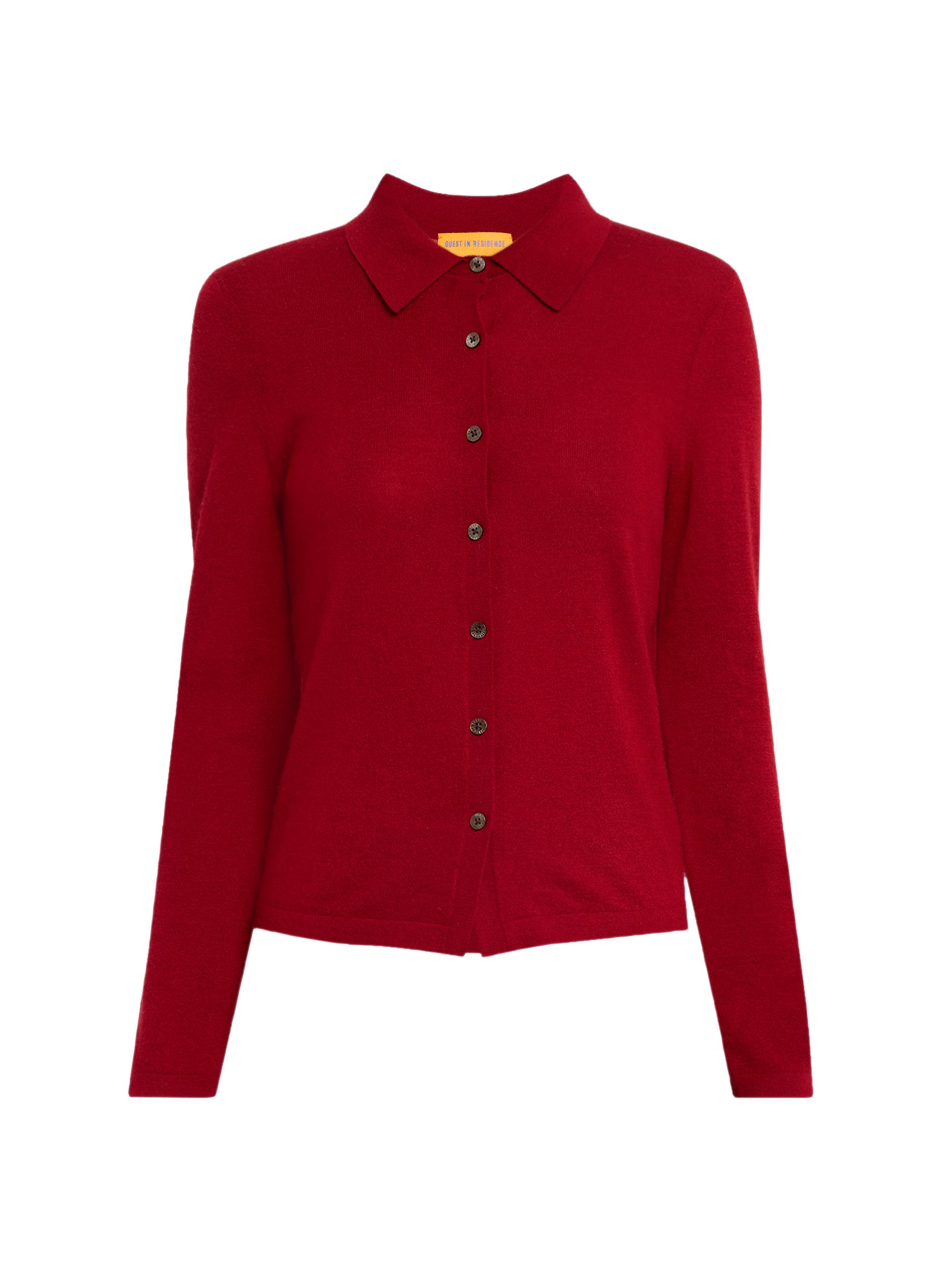 Guest in Residence Women's Elle Cashmere Button-Front Shirt - Ruby