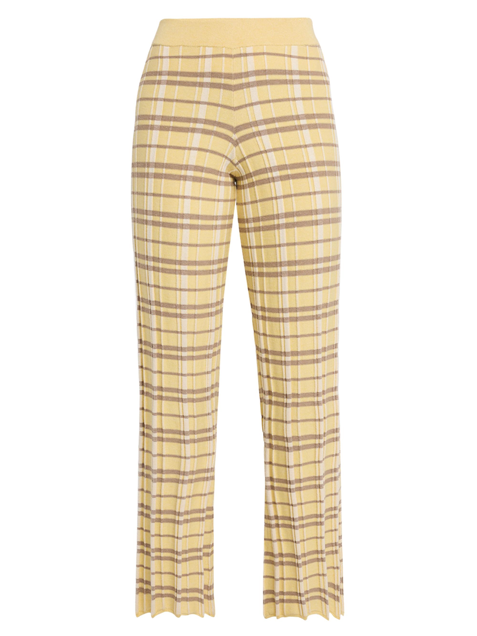 Guest in Residence Women's Plaid Knitted Flare Pants - Yellow Pattern