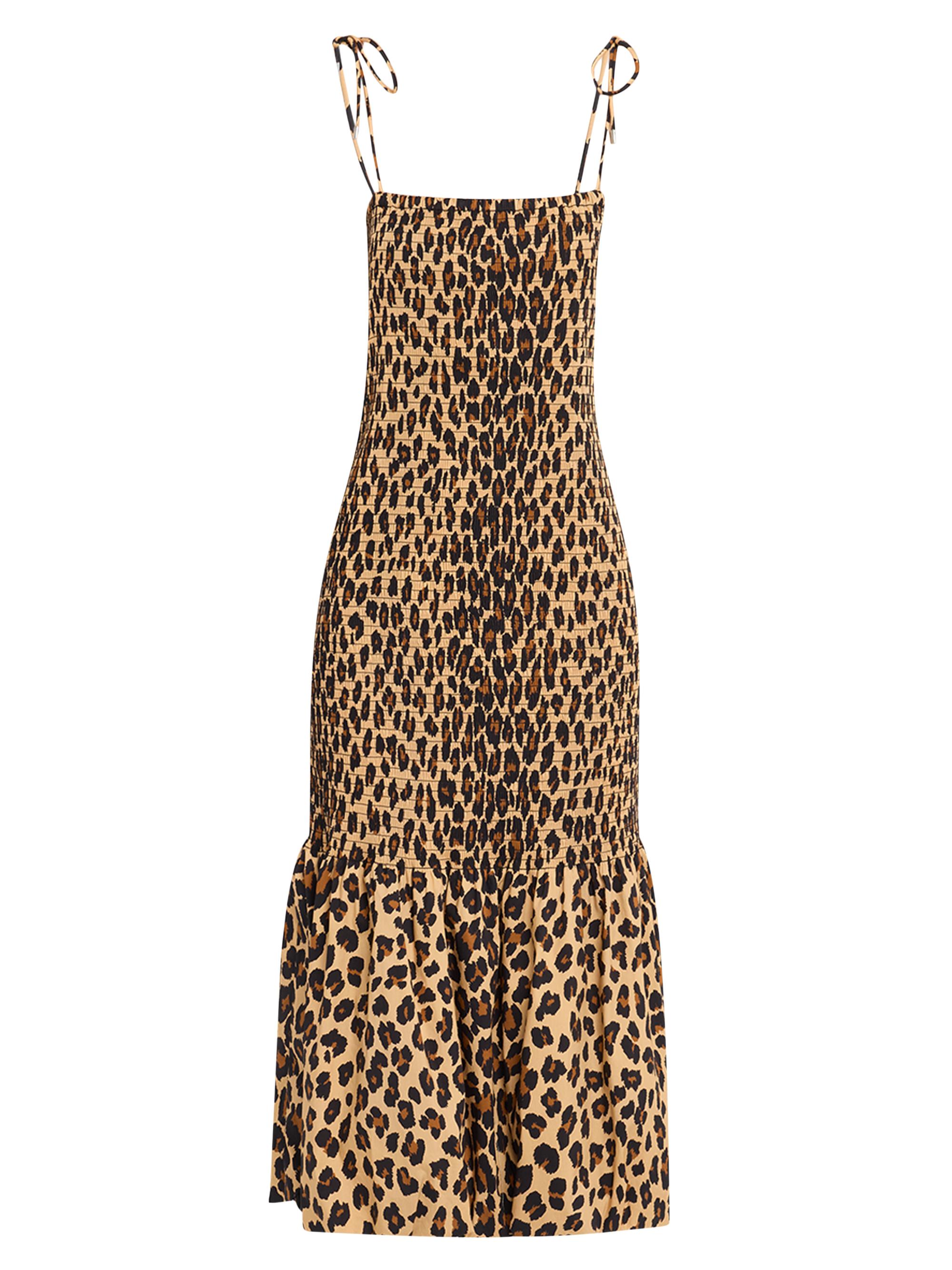 Simon Miller Women's Canto Leopard Print Smocked Poplin Midi-Dress - Leopard