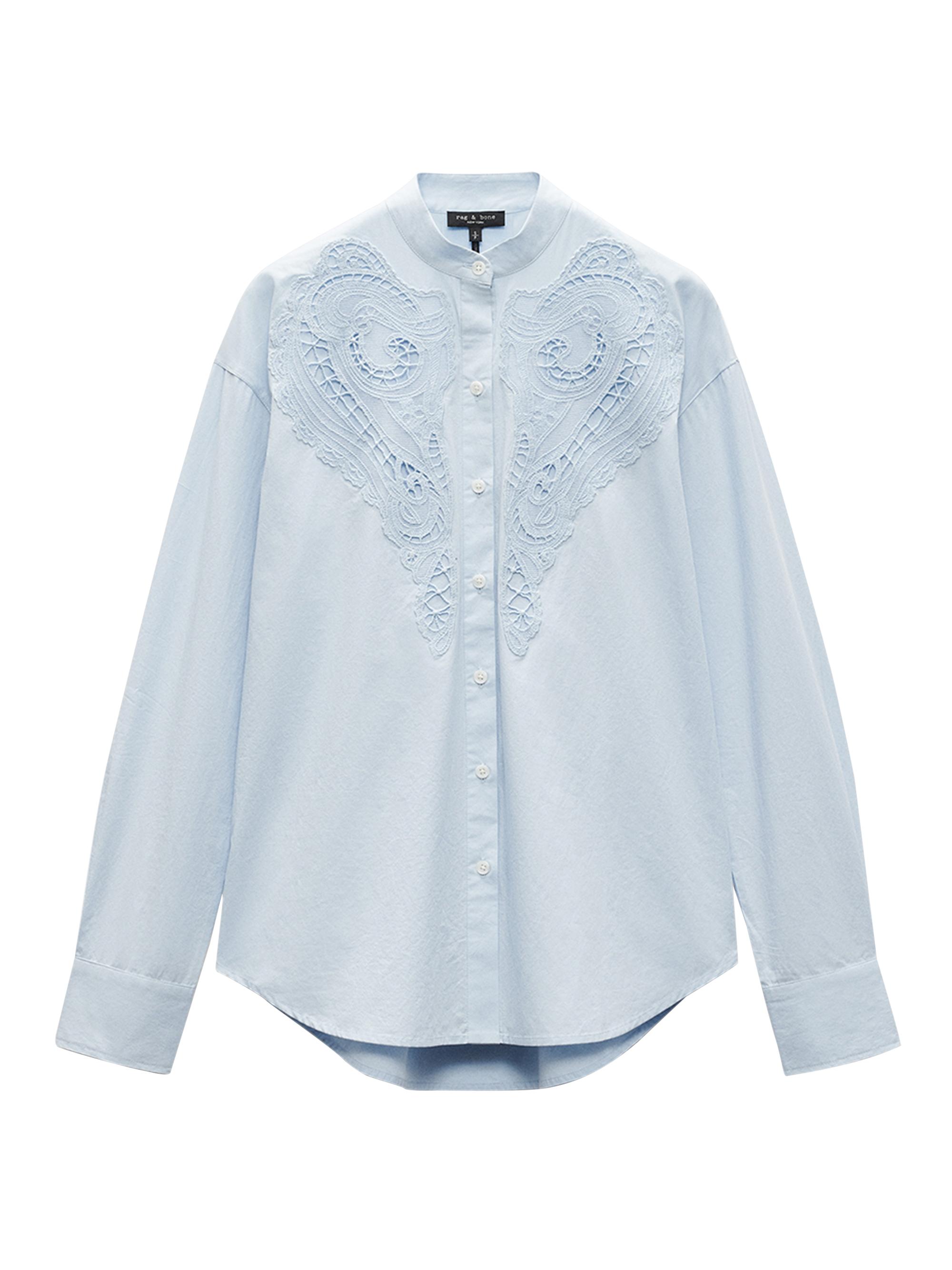 rag & bone Women's Ainsley Lace & Poplin Shirt - Light Blue