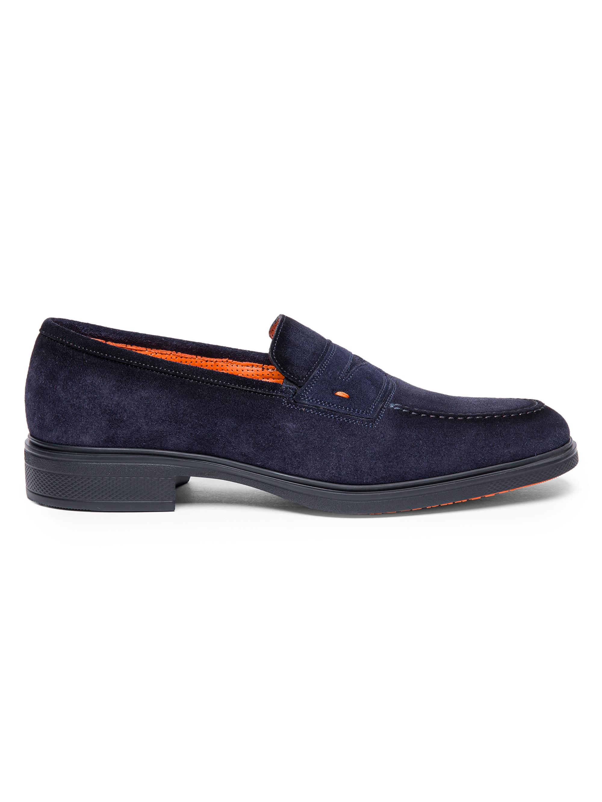 Santoni Men's Easy Suede Penny Loafers - Blue