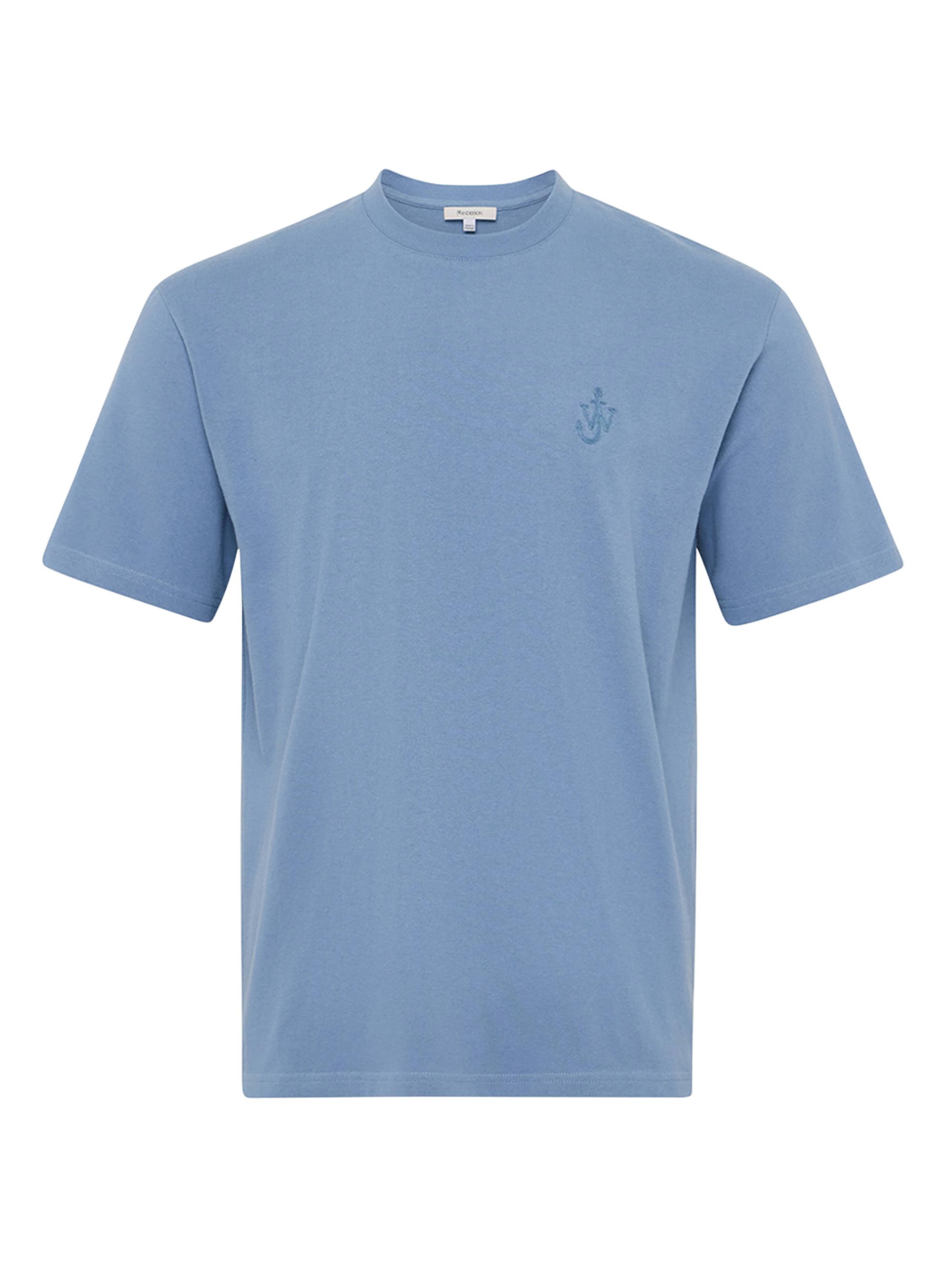 JW Anderson Men's Anchor-Embroidered Cotton T-Shirt - Blue