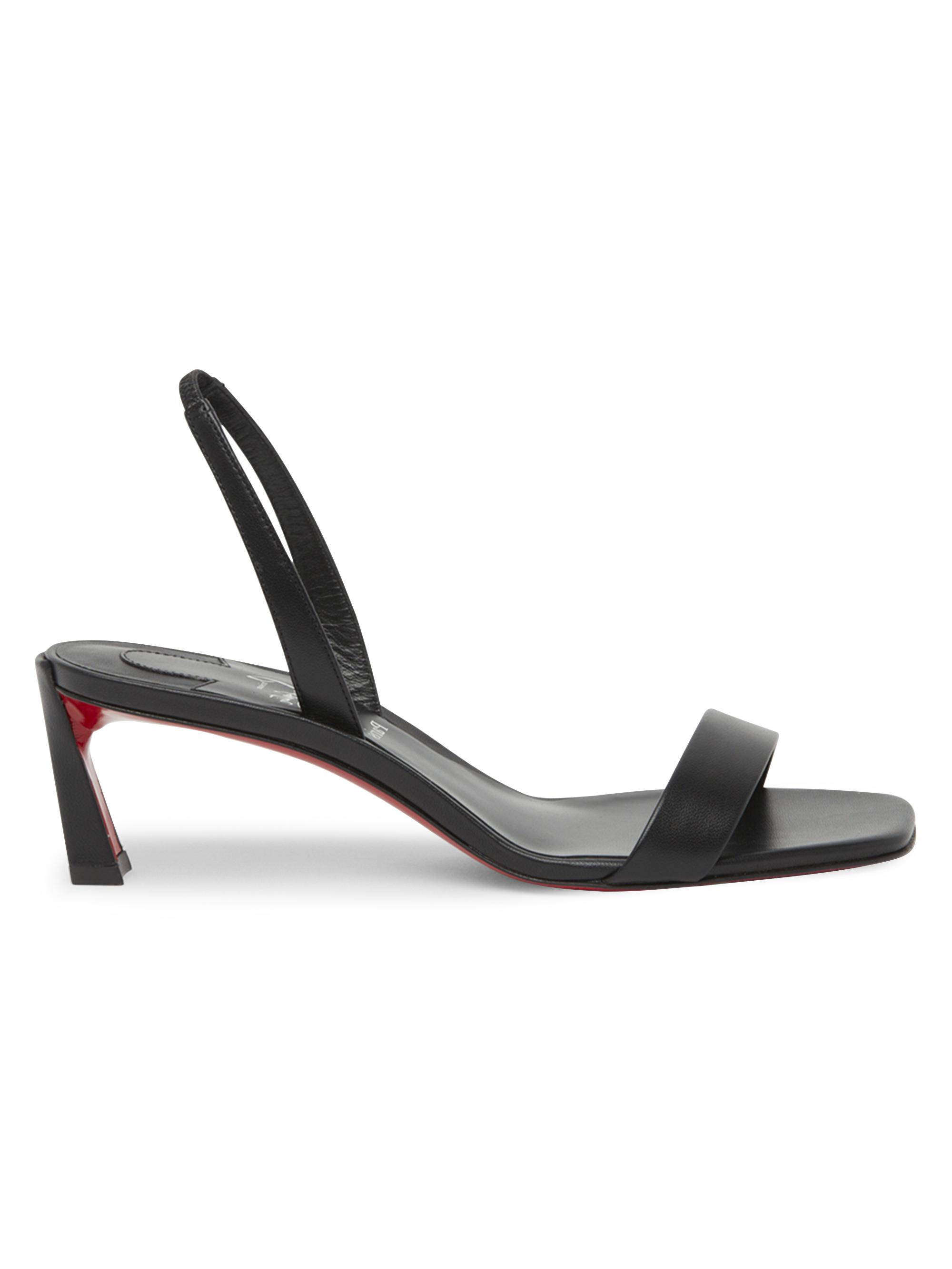 Christian Louboutin Women's 55MM Condora Leather Kitten-Heel Sandals - Black