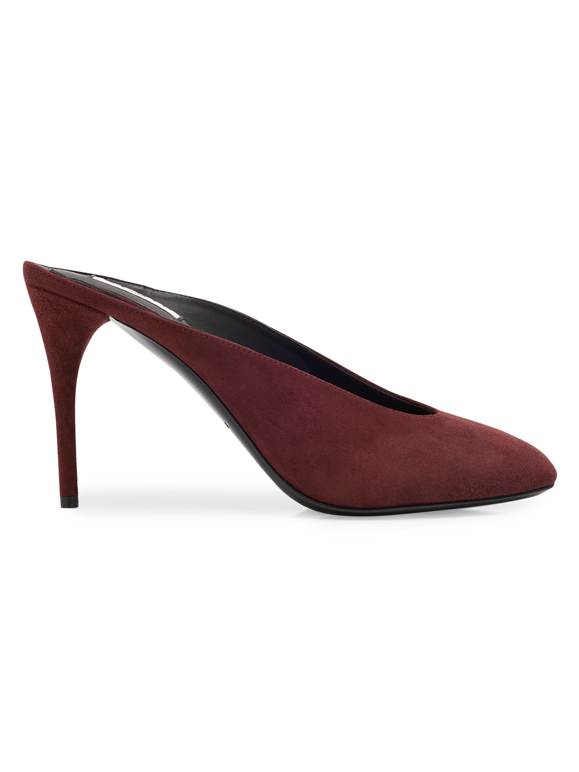 Alaïa Women's Decolette 90MM Suede Mules - Dark Red