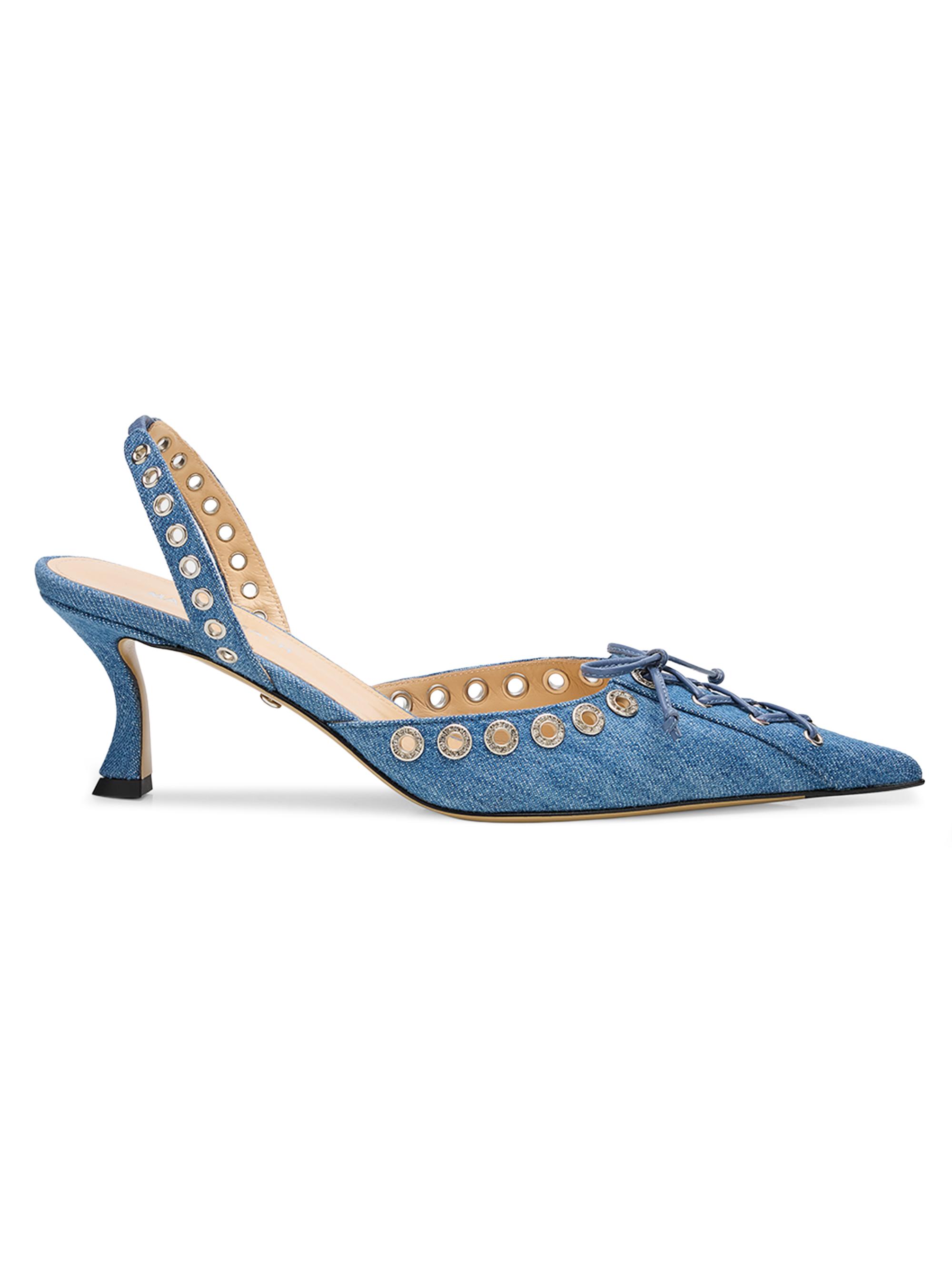 Mach & Mach Women's 65MM Crystalized Corset Denim Slingback Pumps - Blue