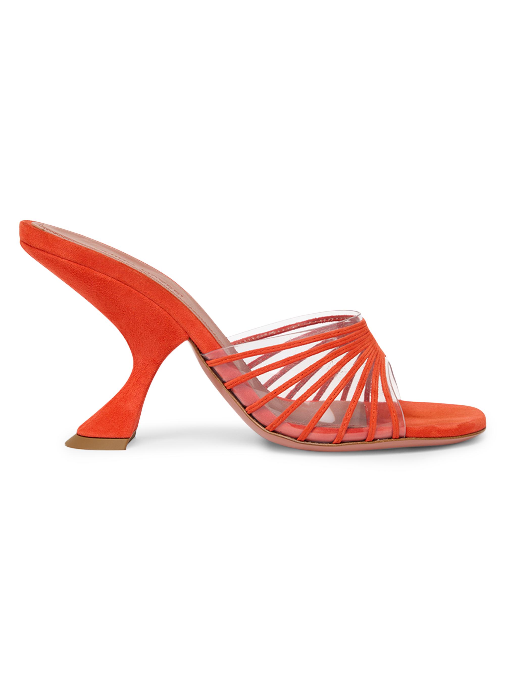Amina Muaddi Women's Mookie 90MM Suede & PVC Sandals - Orange