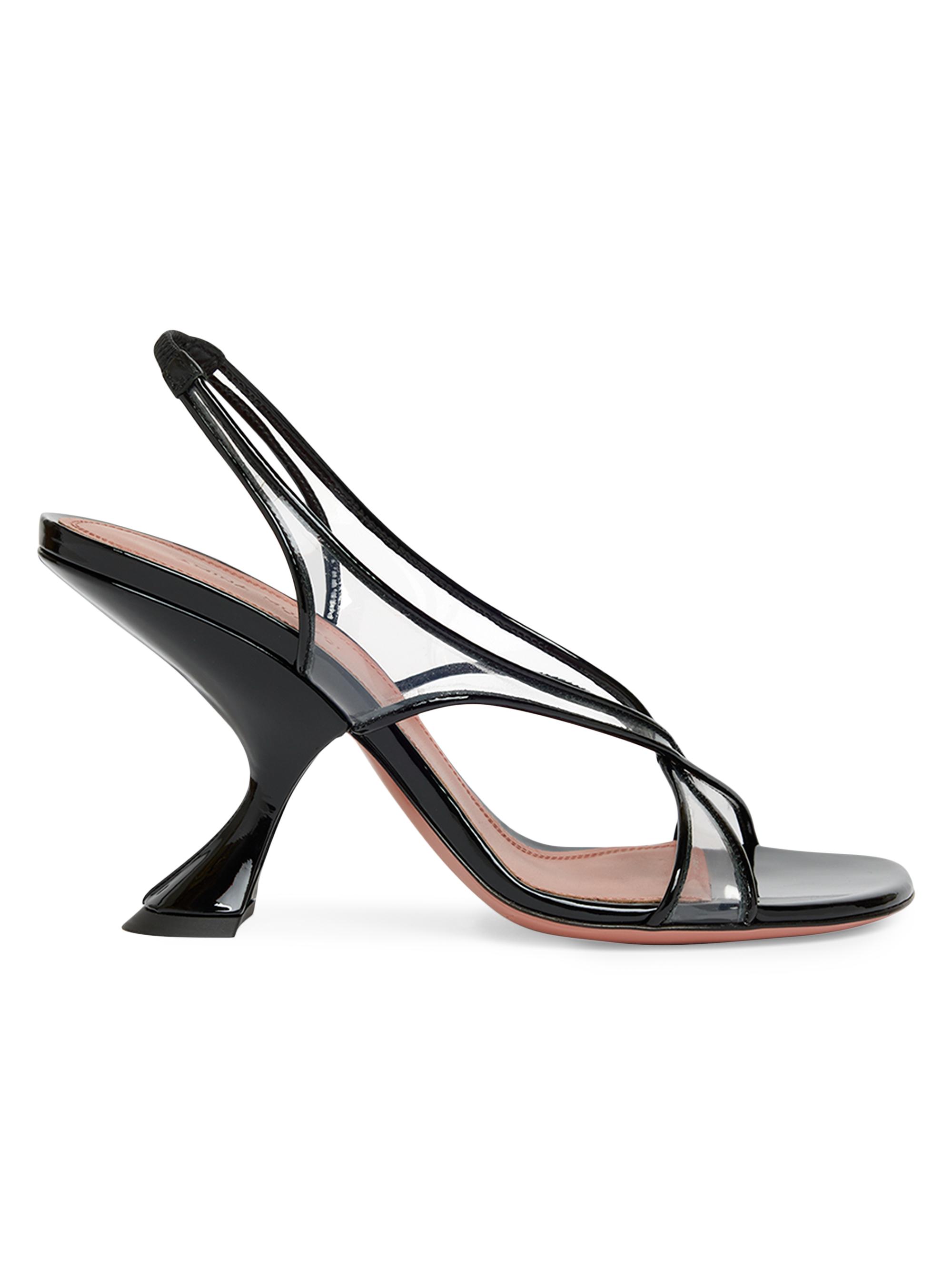 Amina Muaddi Women's Lena 90MM Crisscross Patent Leather Sandals - Black