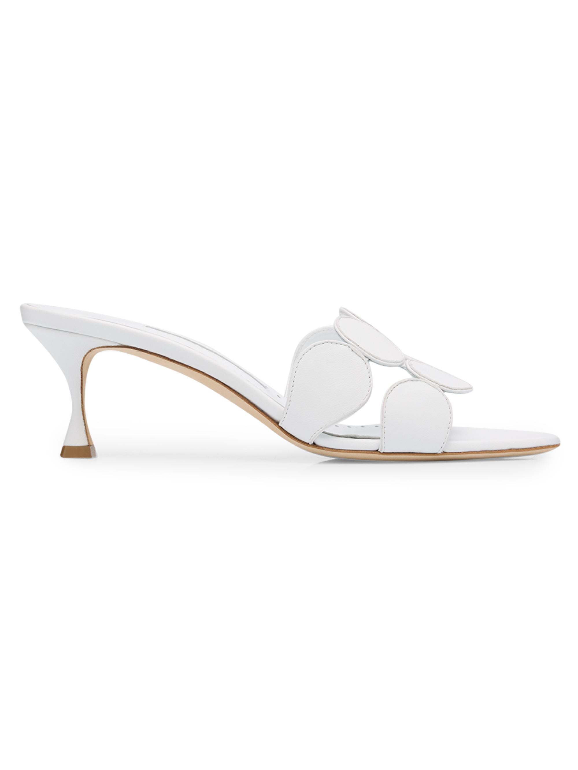 Manolo Blahnik Women's Haribalmu 50MM Leather Sandals - White