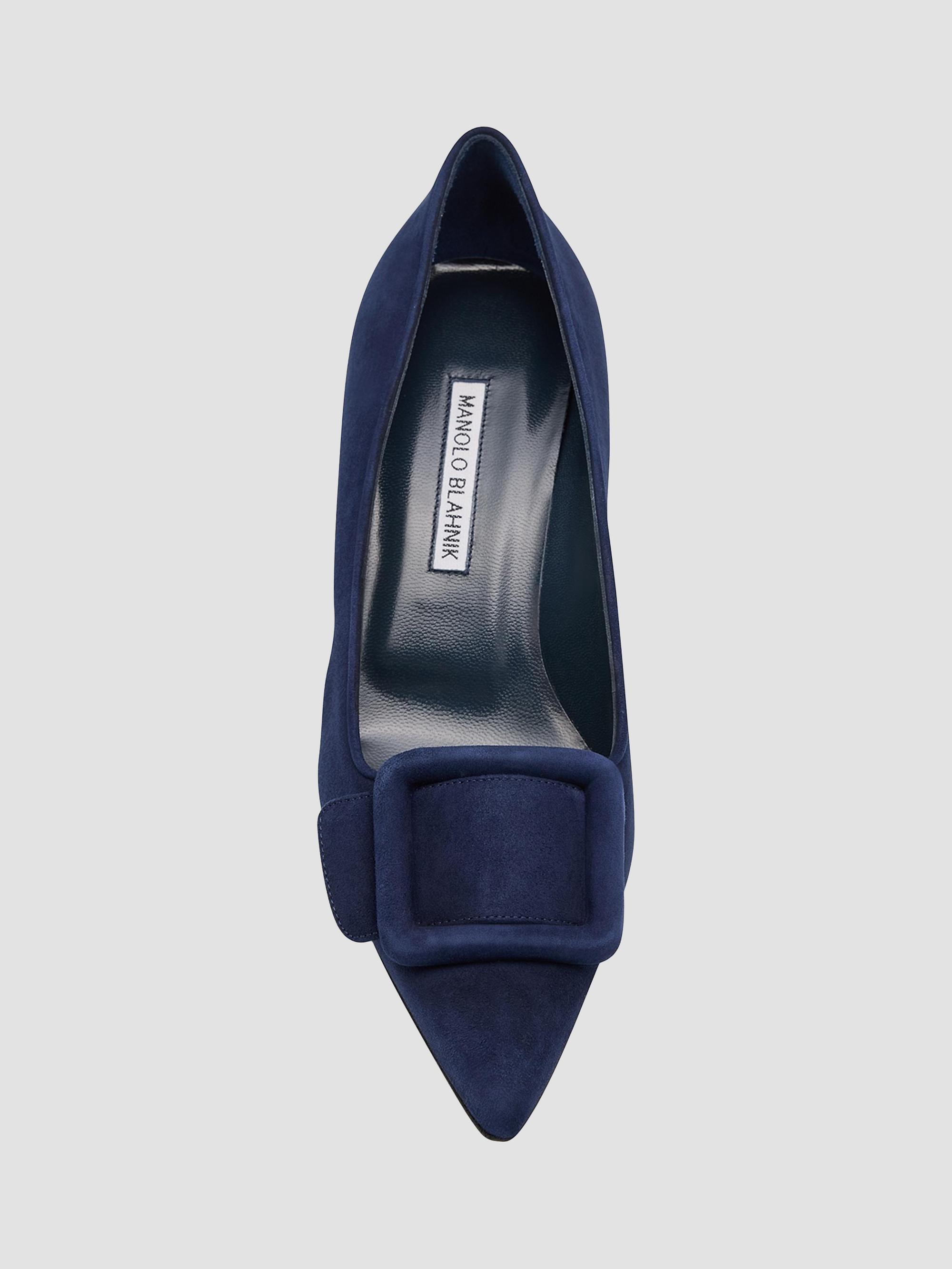 新品Manolo Blahnik Maysale 50mm ネイビー36 Manolo Blahnik Maysale 50MM Suede Buckle Pumps | Saks Fifth Avenue