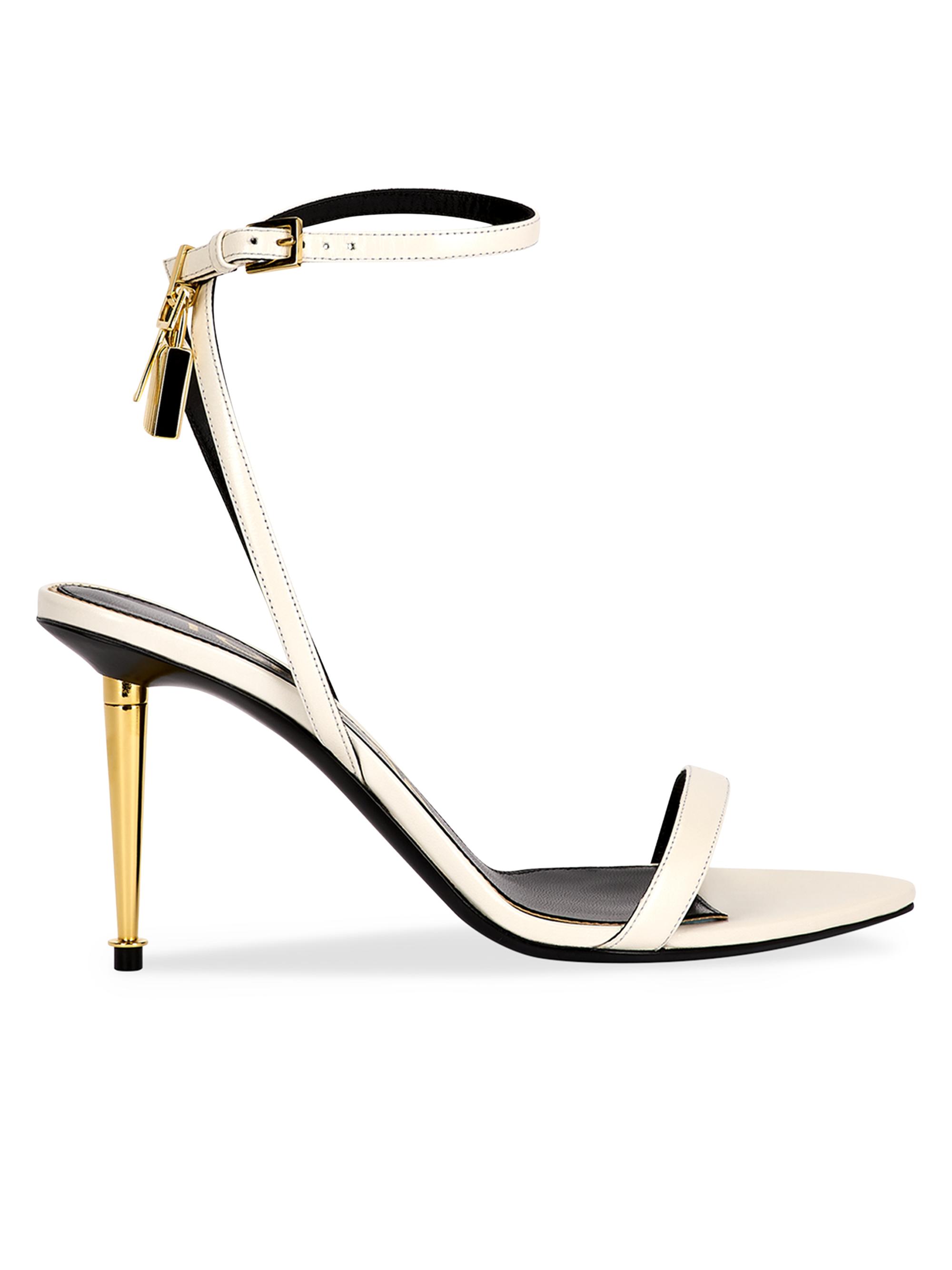 TOM FORD Women's 85MM Padlock Leather Sandals - White
