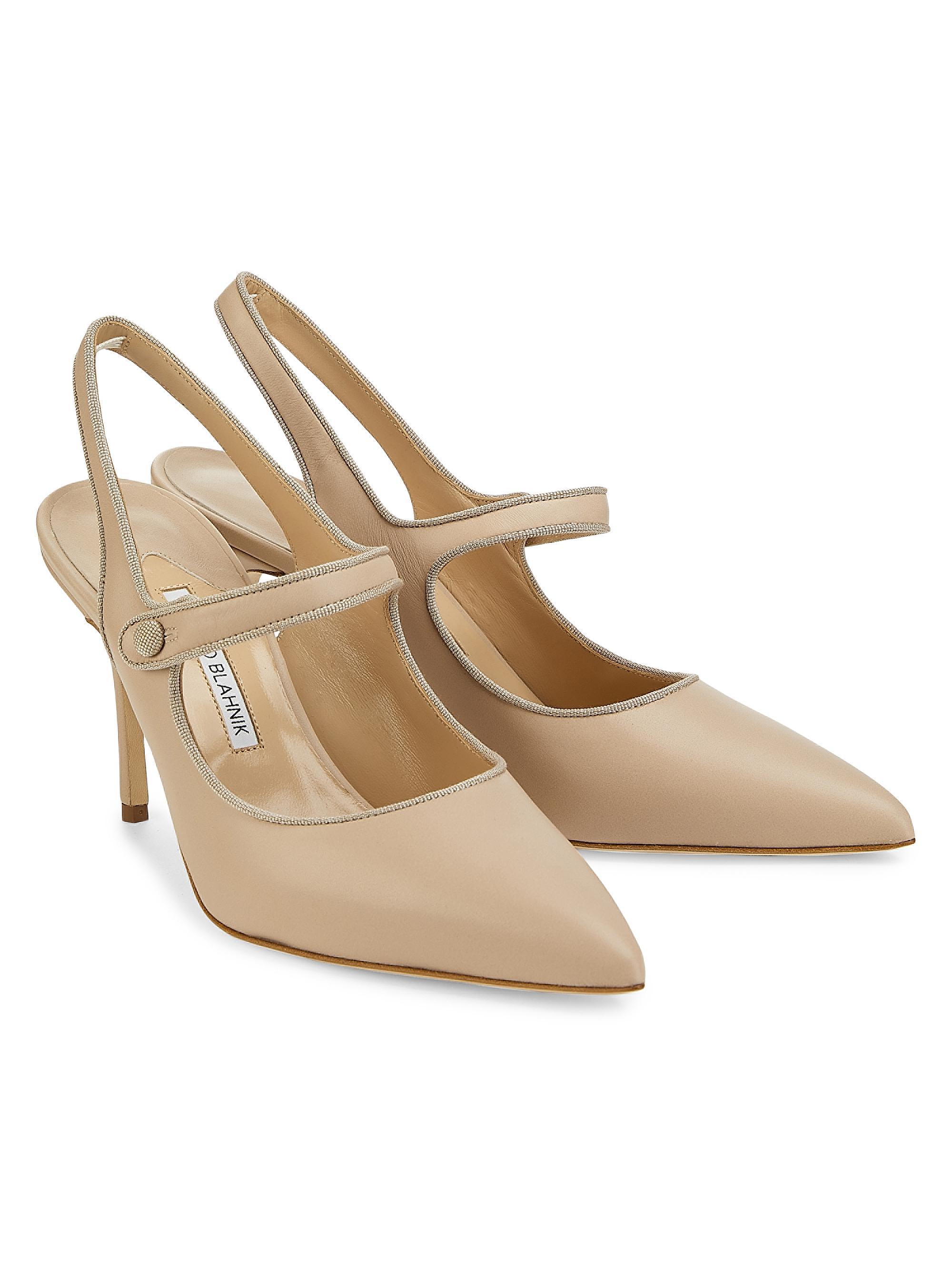 Manolo Blahnik Camparisli 90MM Leather Mary Jane Pumps | Saks