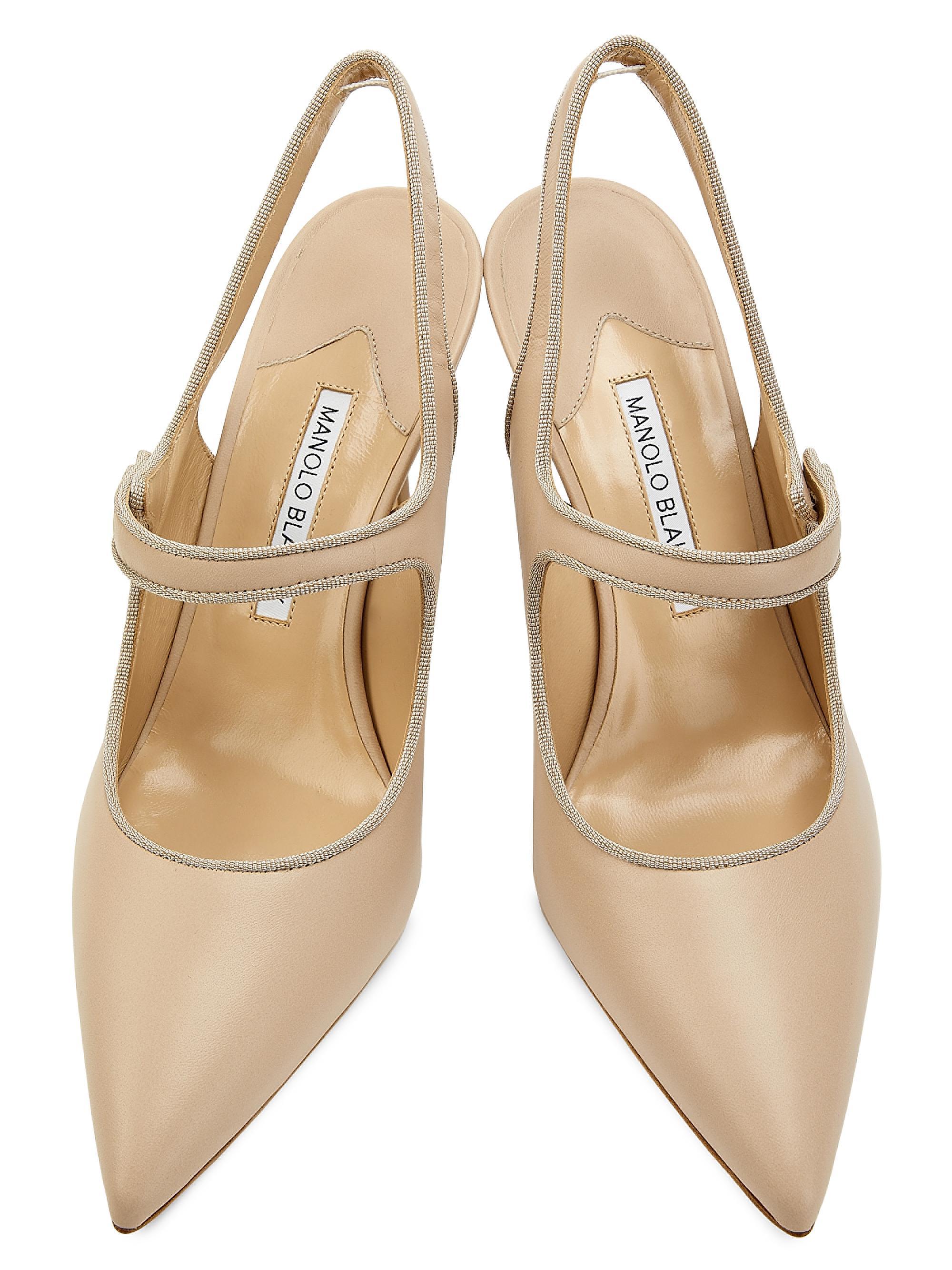 Manolo Blahnik Camparisli 90MM Leather Mary Jane Pumps