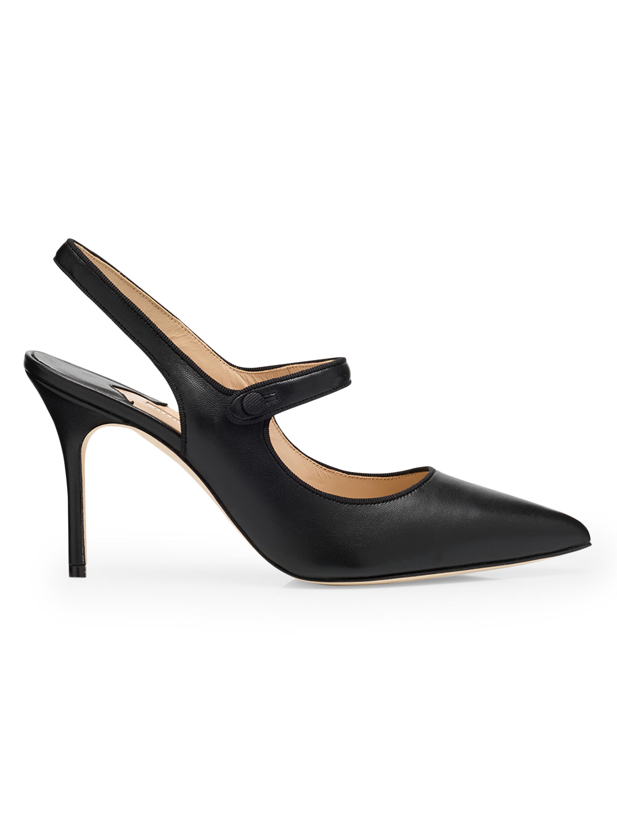 Manolo Blahnik Women's Camparisli 90MM Leather Mary Jane Pumps - Black
